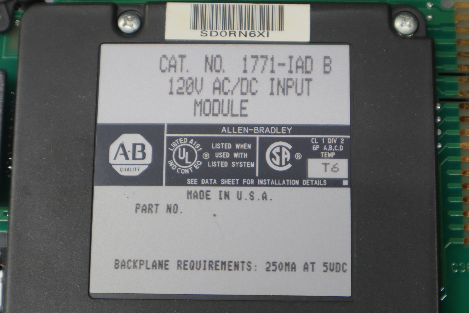 Allen Bradley 1771-A4B 16 Slot Chassis W/ (10) 1771-NR (2) 1771-IAD (2) 1771-ODD