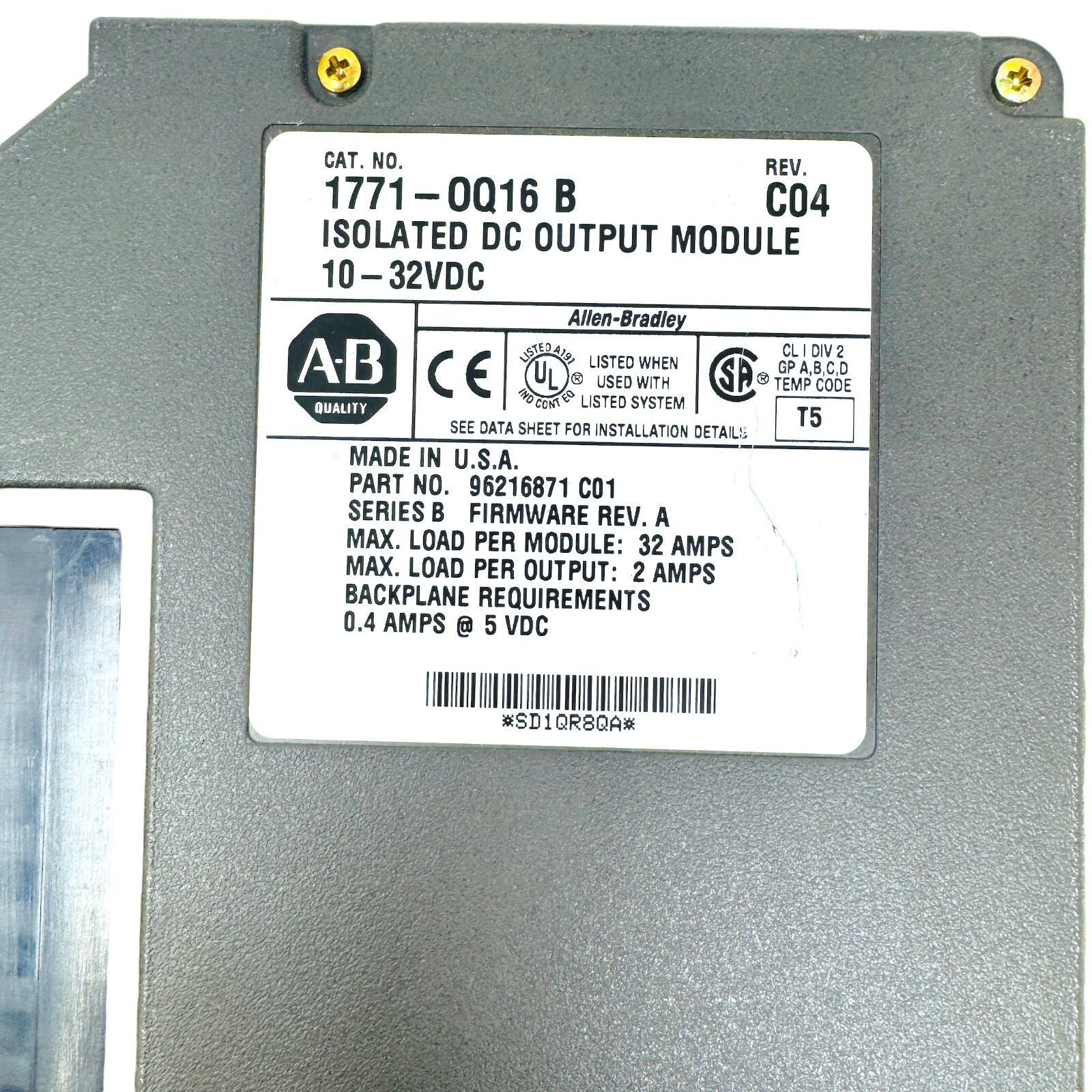 Allen Bradley 1771-0Q16 Isolated DC Output Module 96216871 Series B Made in USA
