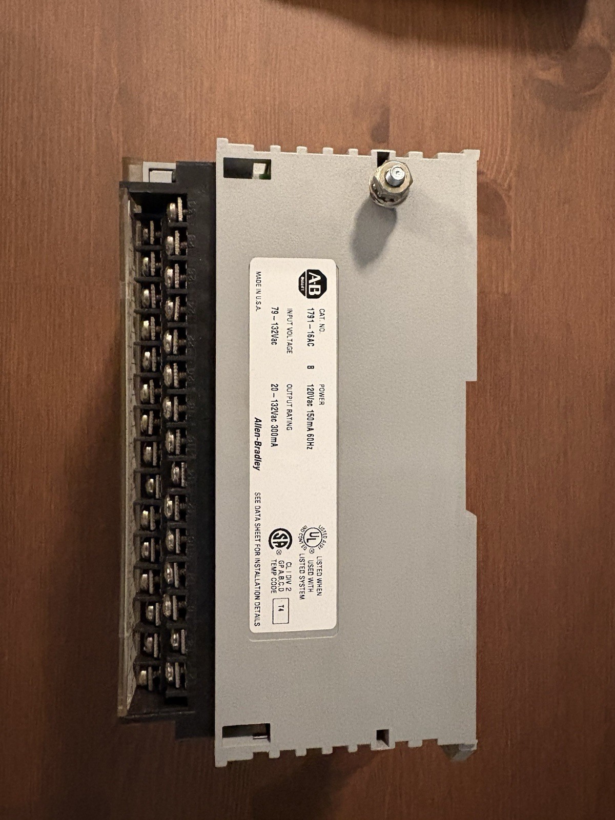 Allen-Bradley 1791-16AC 120V Digital Block I/O Module PLC Input Output Module