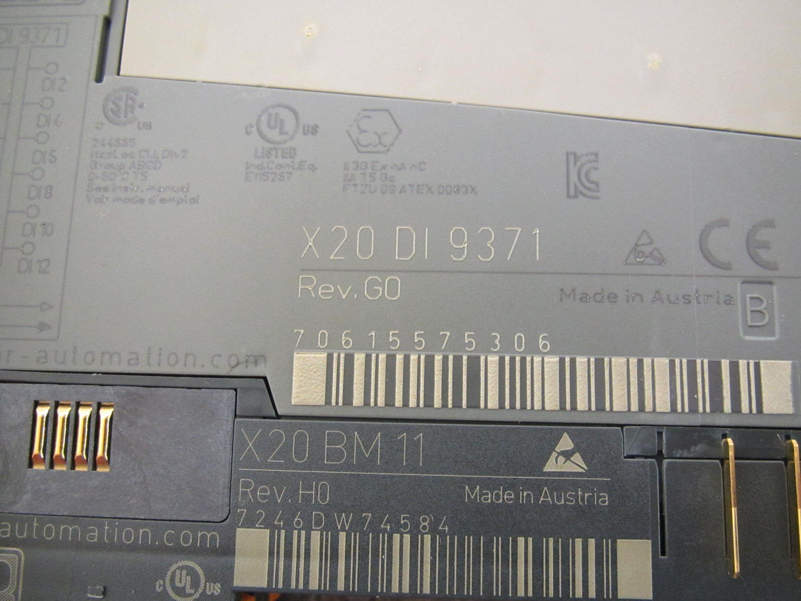 2 x B&R X20DI9371 / X20BM11 / X20TB12 PLC Digital Input Modules Free Shipping