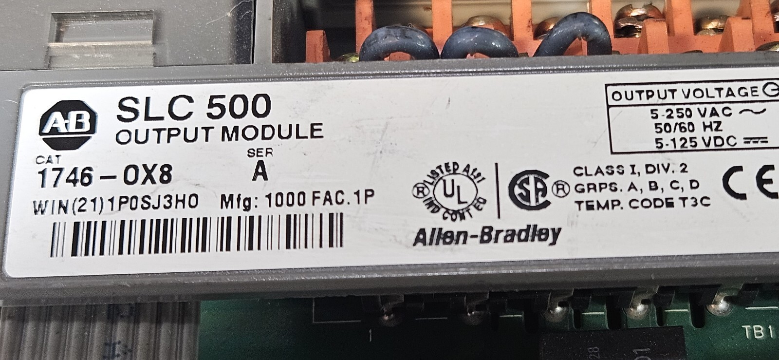 Allen Bradley 1746-0X8 SerA SLC500 Output Module (BIN733)