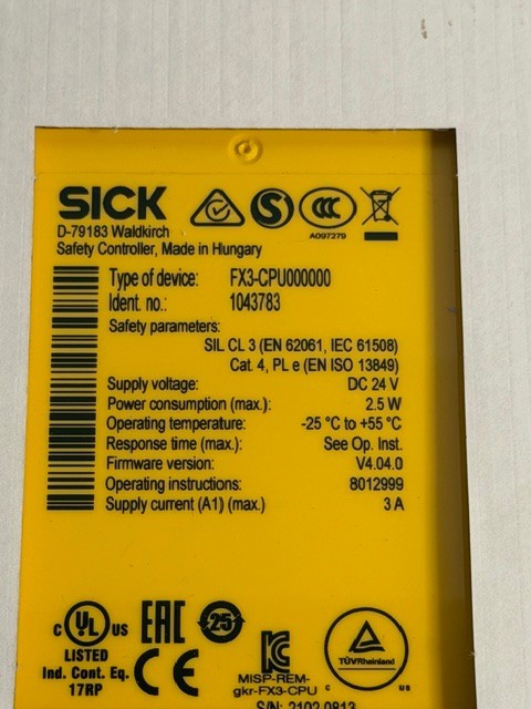 SICK FX3-CPU000000 Safety I/O Module Flexi Soft 24VDC New
