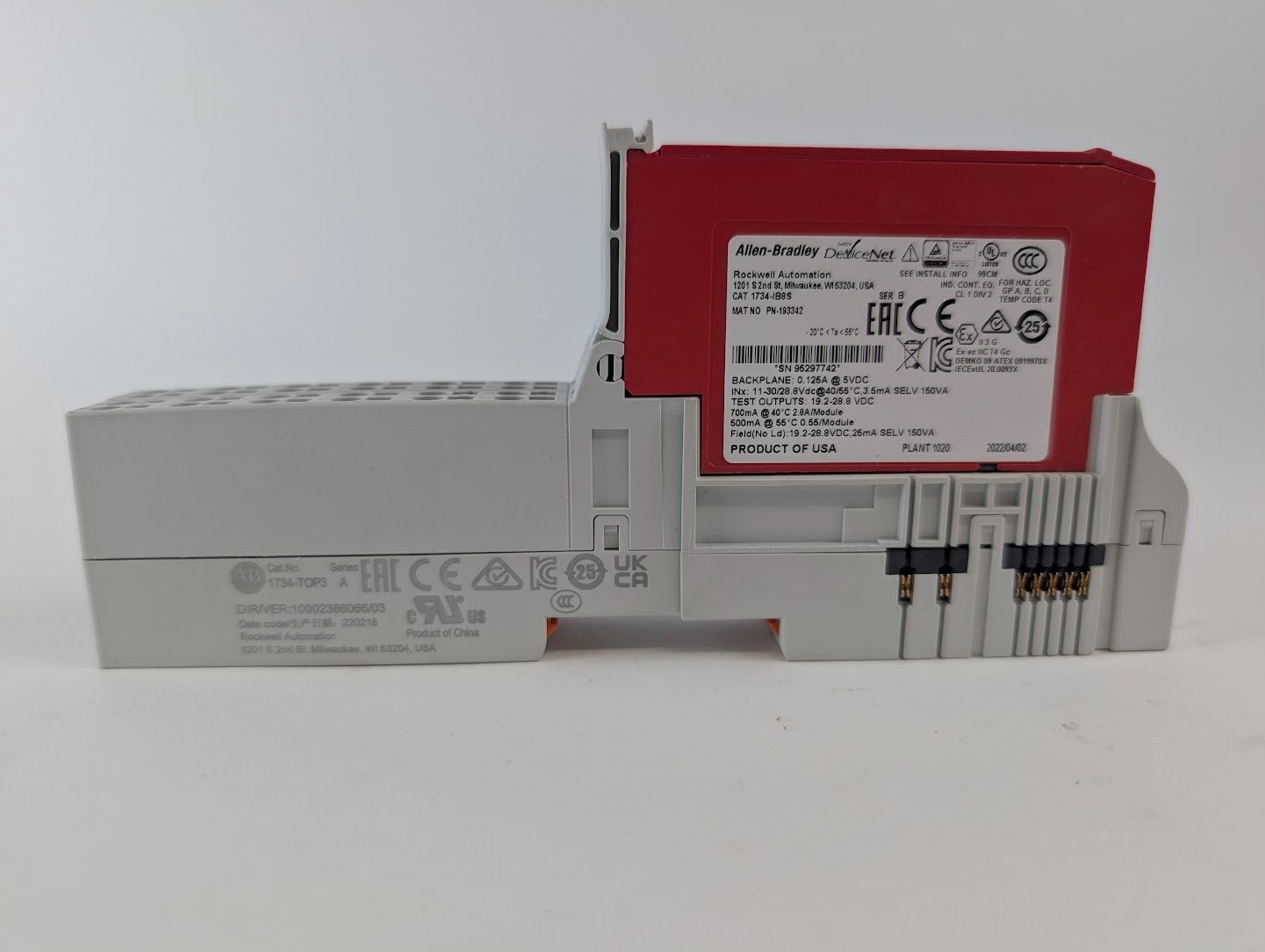 Allen-Bradley 1734-IB8S Ser B 24VDC Safety Input Module incl. 2x 1734-TOP3 base