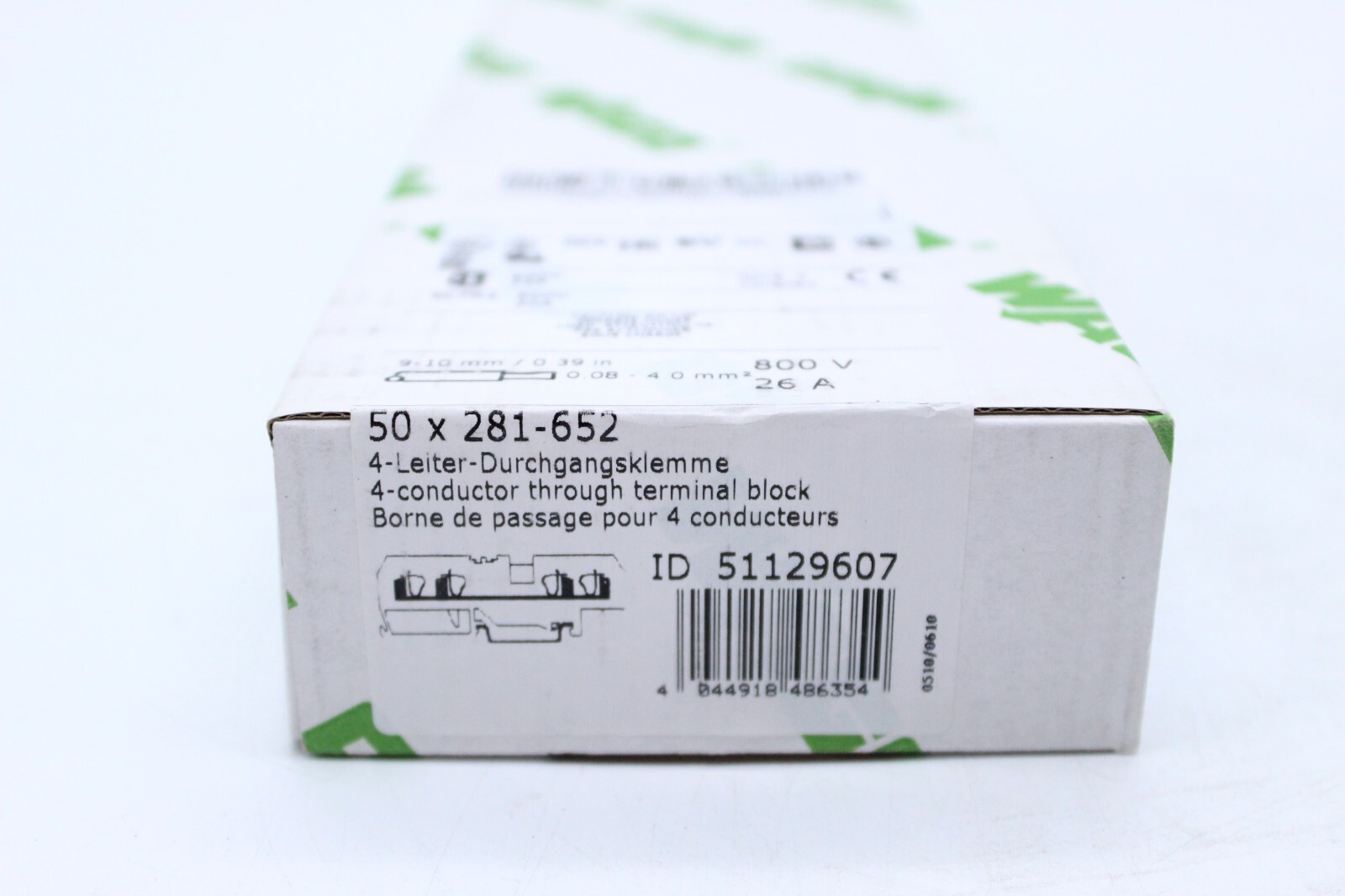 Wago 50 x 281-652, 4-wire feed-through terminal block