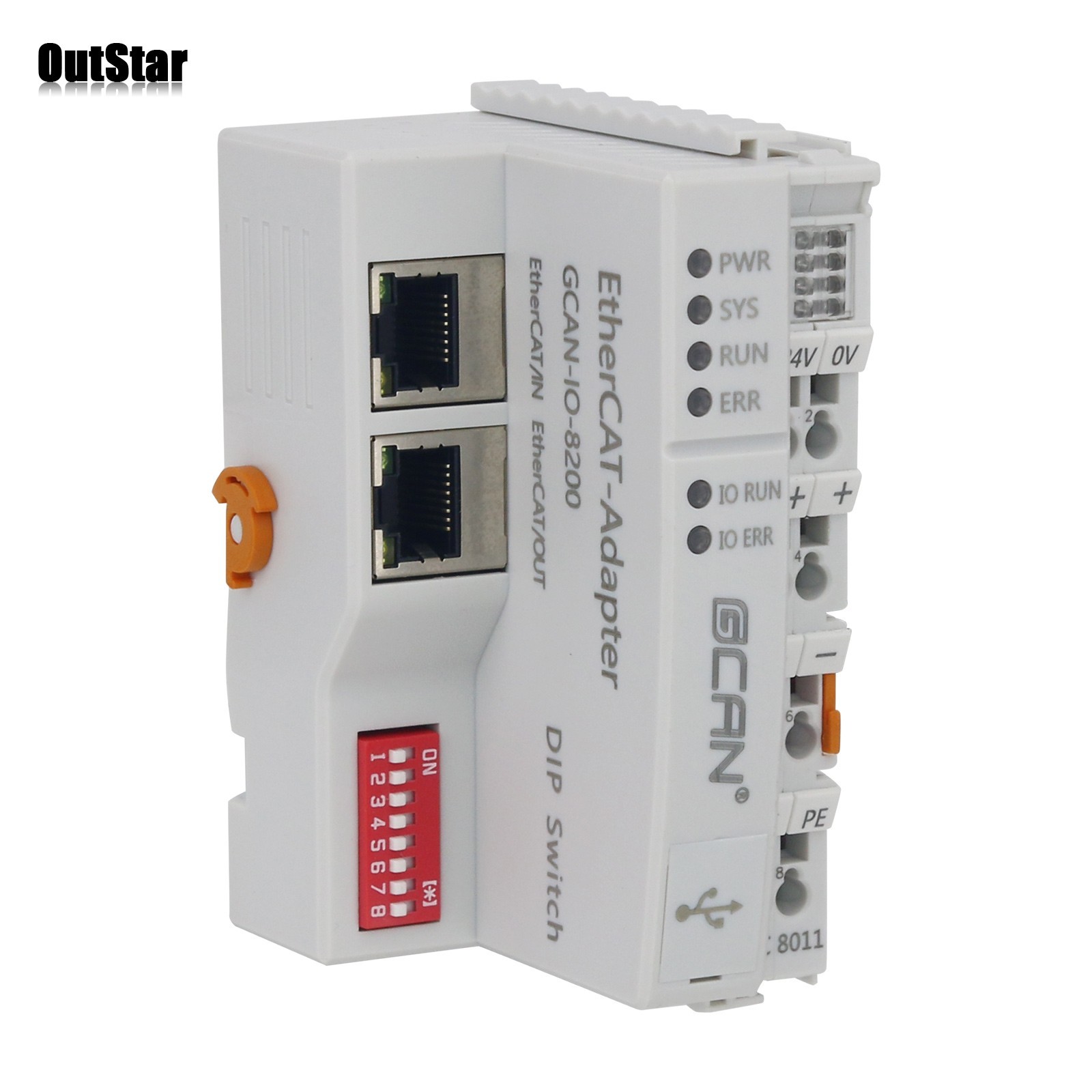 GCAN-IO-8200 EtherCAT Bus Coupler 100Mb/s Remote IO EtherCAT Slave Station 24V
