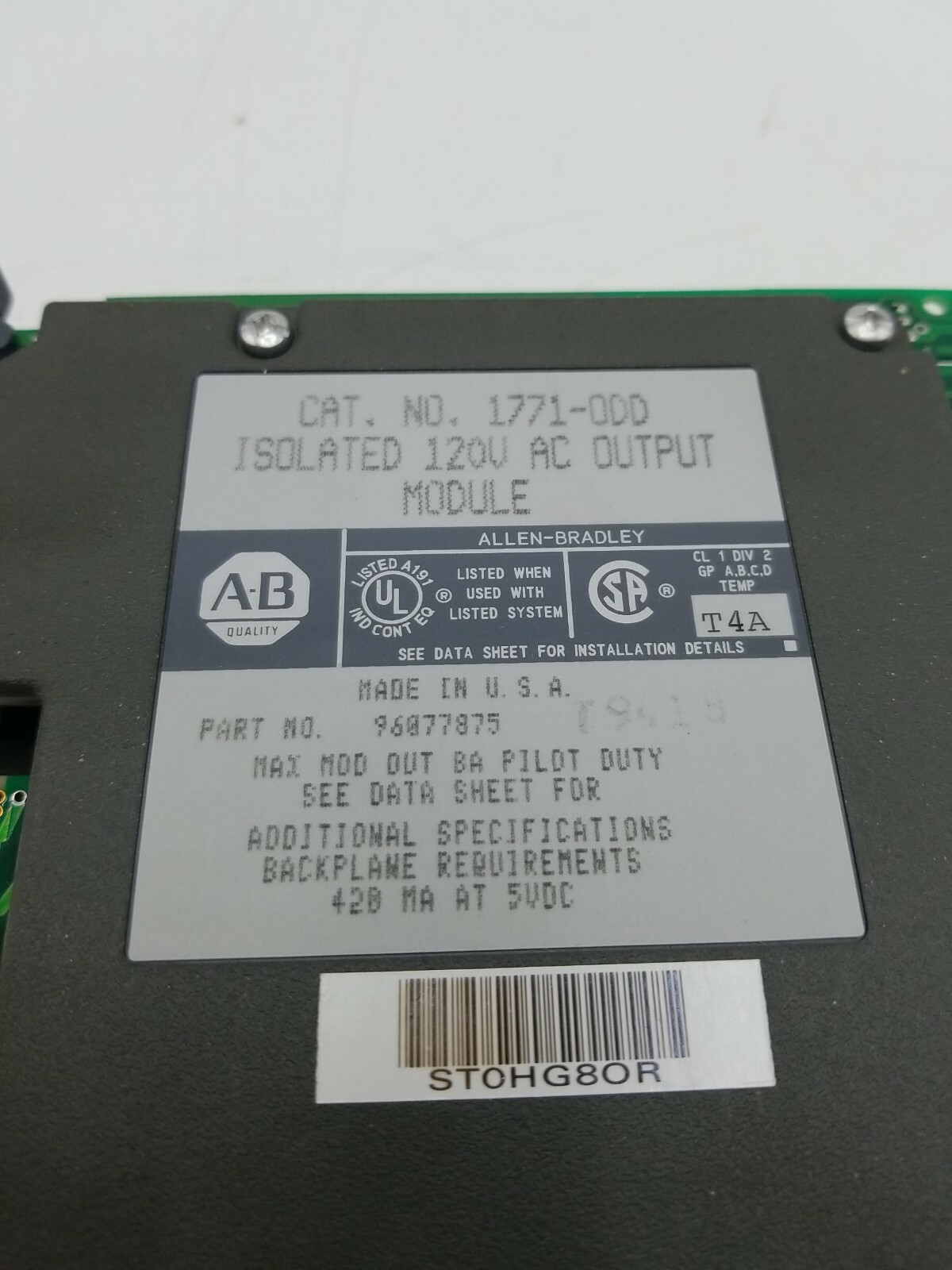 Allen Bradley 1771-ODD Isolated Output Module