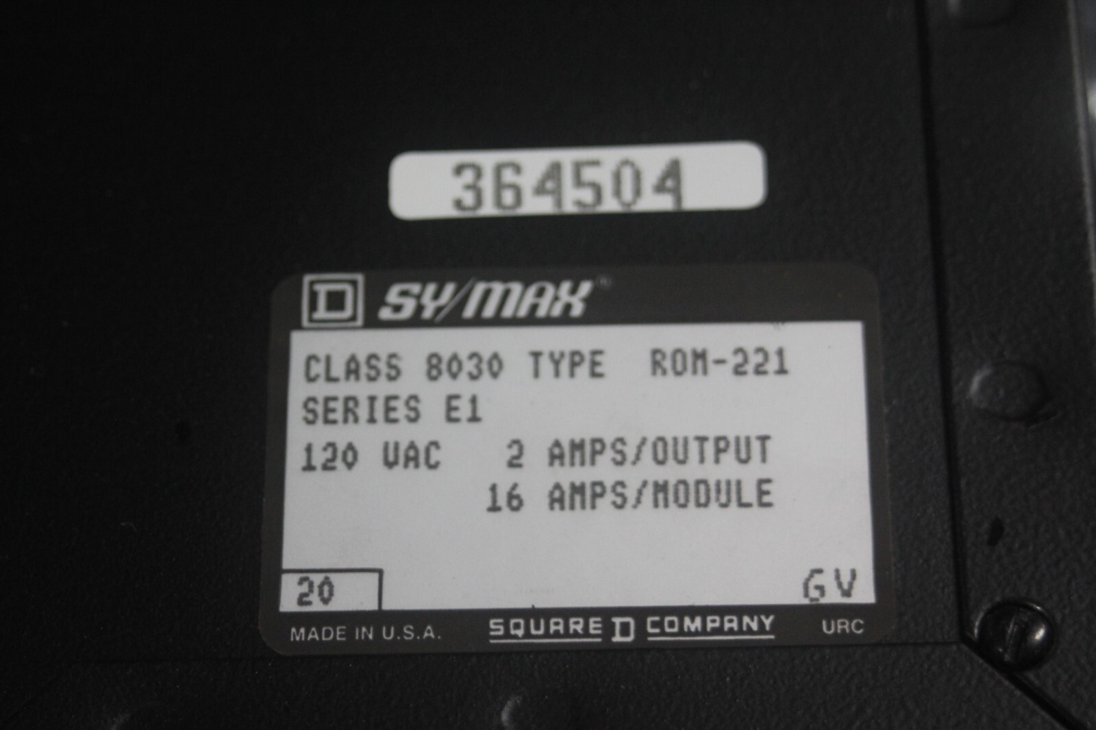 Square D Symax Output Module Class 8030 Type ROM-221
