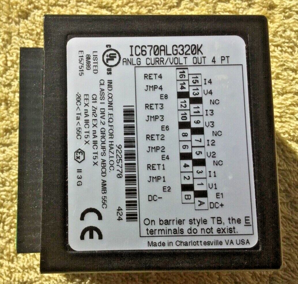 GE FANUC IC670ALG320K Current Source Analog Output – 4 Channel