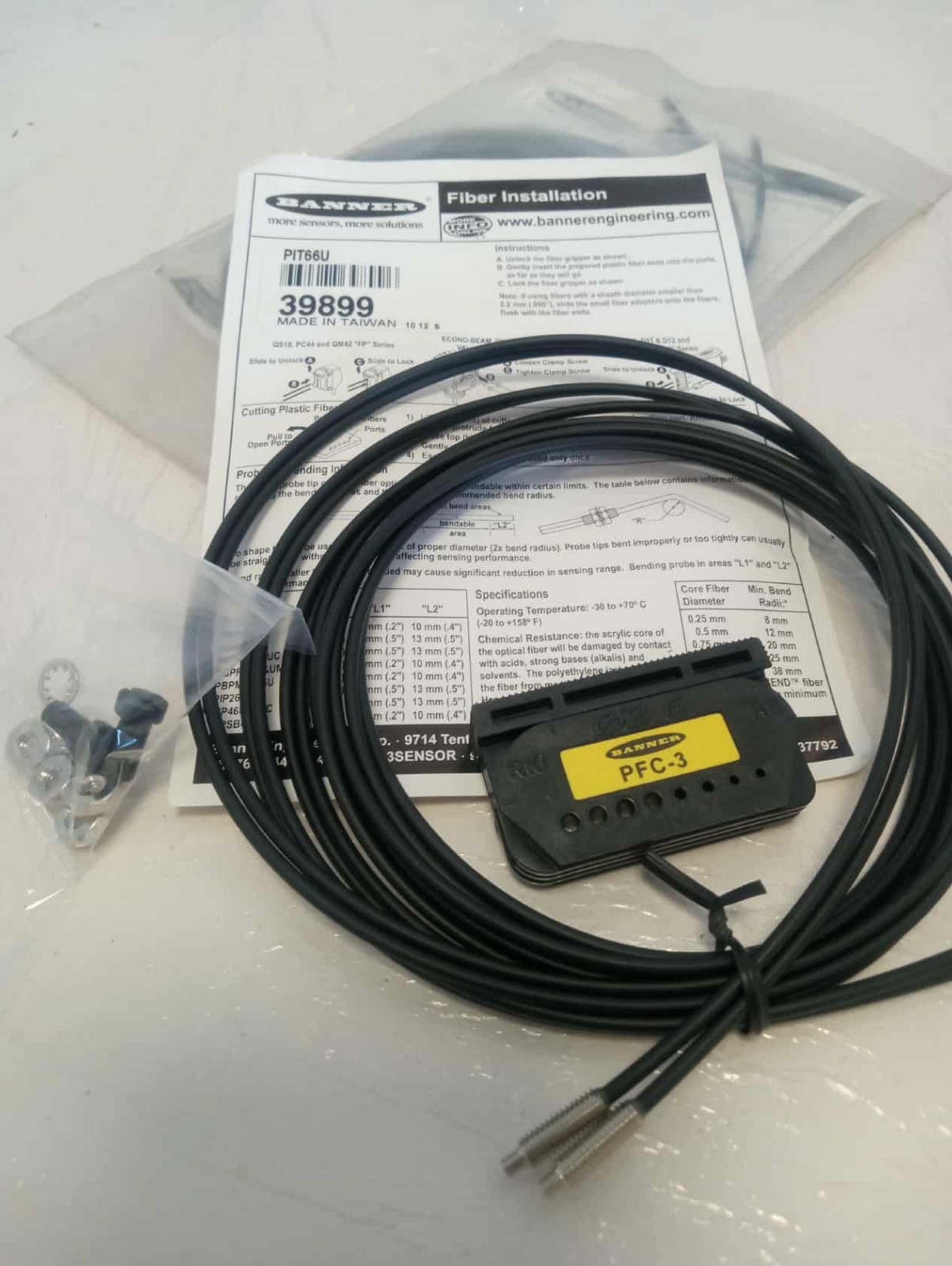 BANNER 39899 PIT66U Plastic Fiber; Opposed Mode Core Dia.: 1.5 mm; Fiber Length