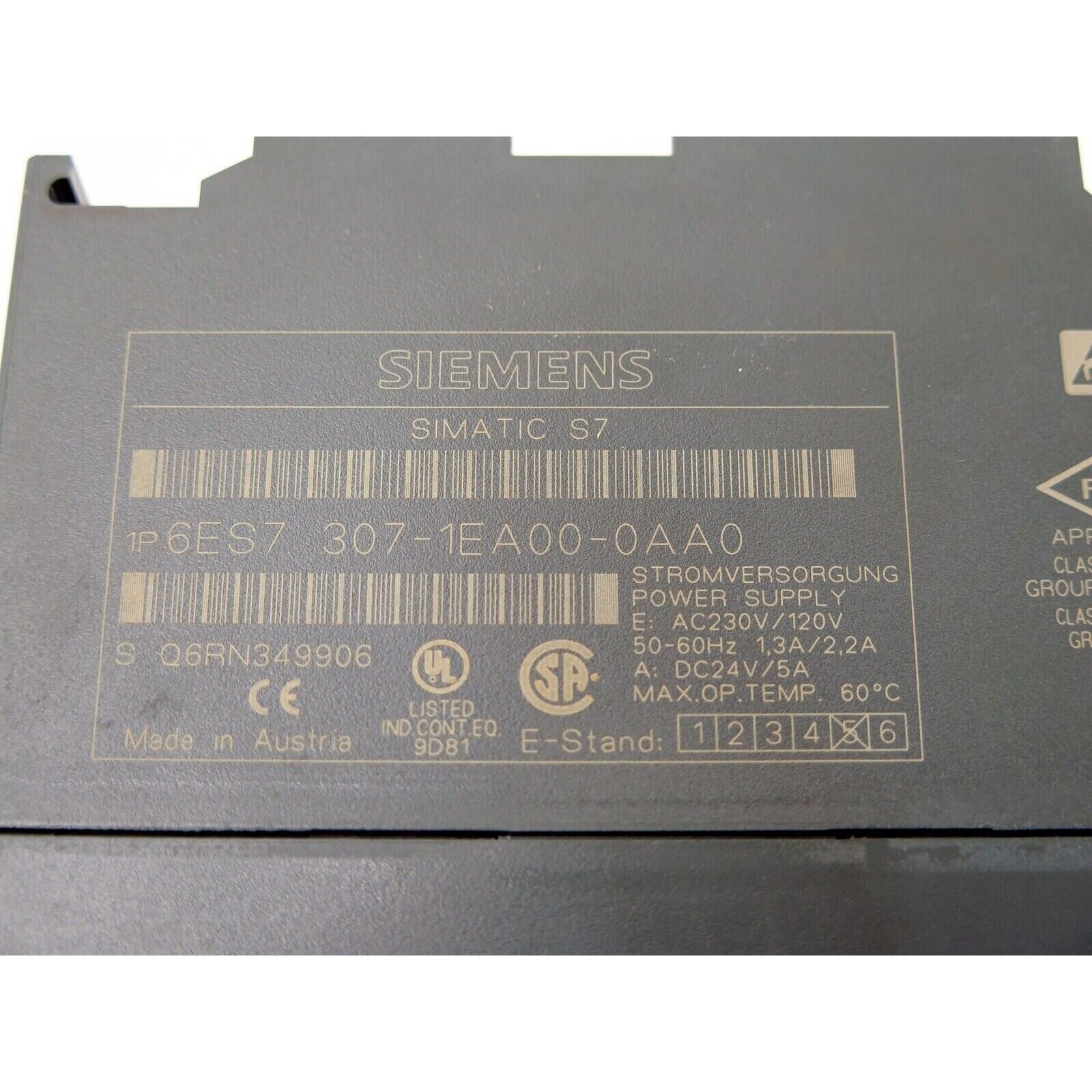 Siemens 6ES7307-1EA00-0AA0 Simatic S7-300 PS307 Regulated Power Supply