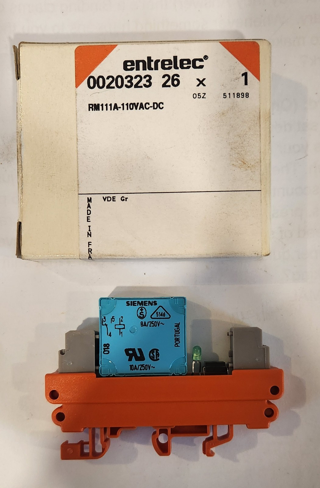 NEW ENTRELEC 0020323 26 RM111A-110VAC-DC RELAY