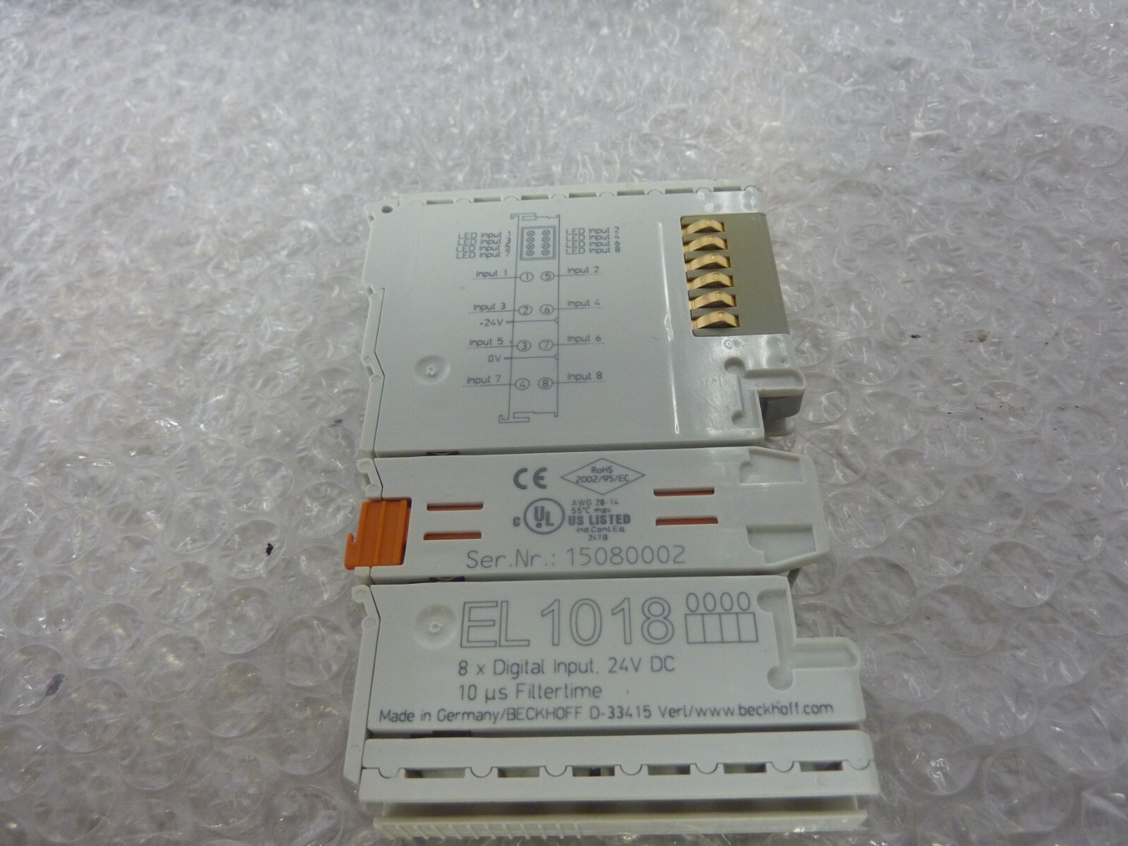 BECKHOFF EL1018 EtherCAT Terminal, 8-Channel Digital Input, 24 V DC, 10µs(23903)