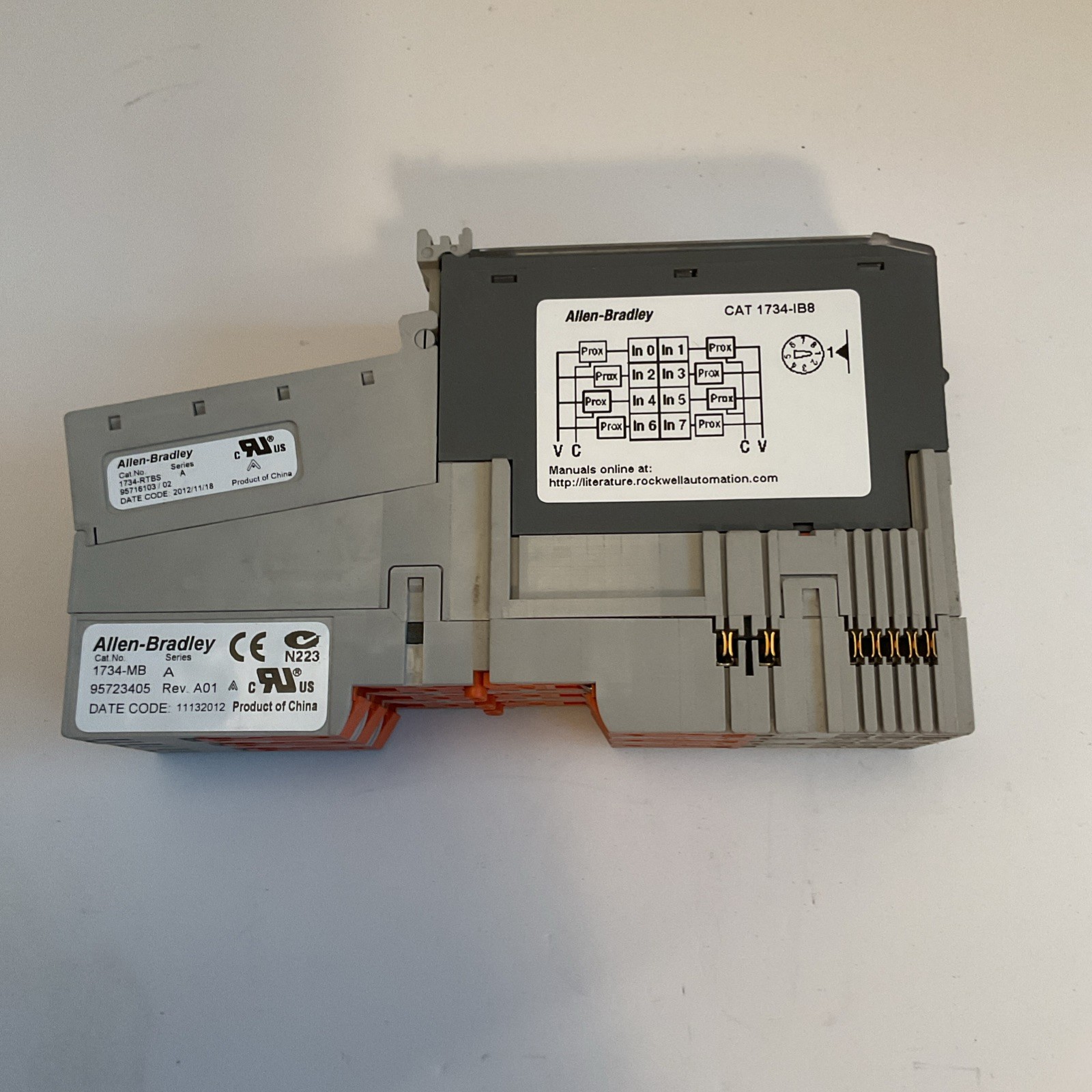 Qty 3 – Allen Bradley Input Module with Base 1734-TOP3S 1734-IB8