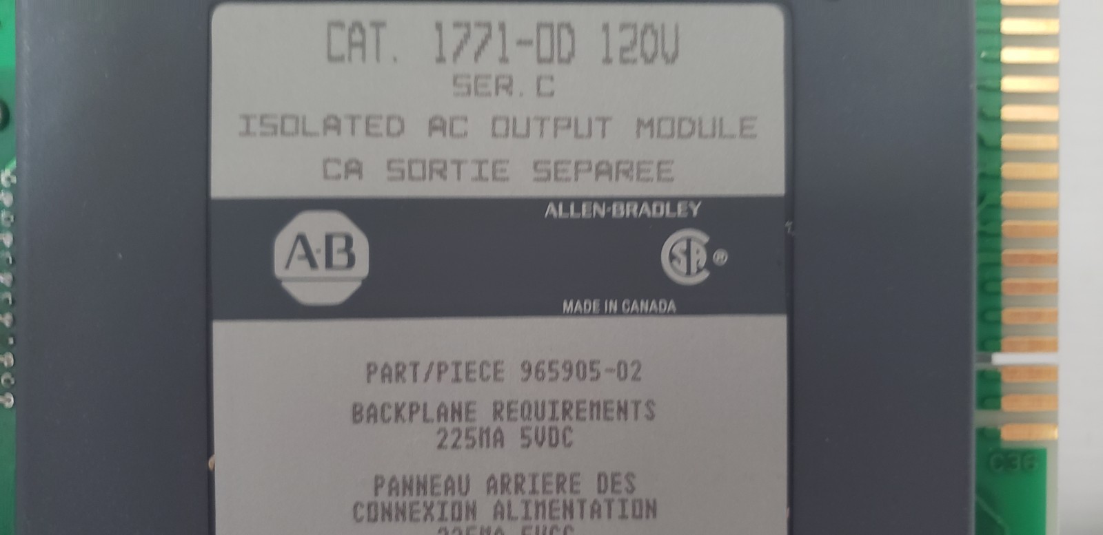 ALLEN BRADLEY 1771-OD ISOLATED AC OUTPUT MODULE, SERIES C, 120V, NIB