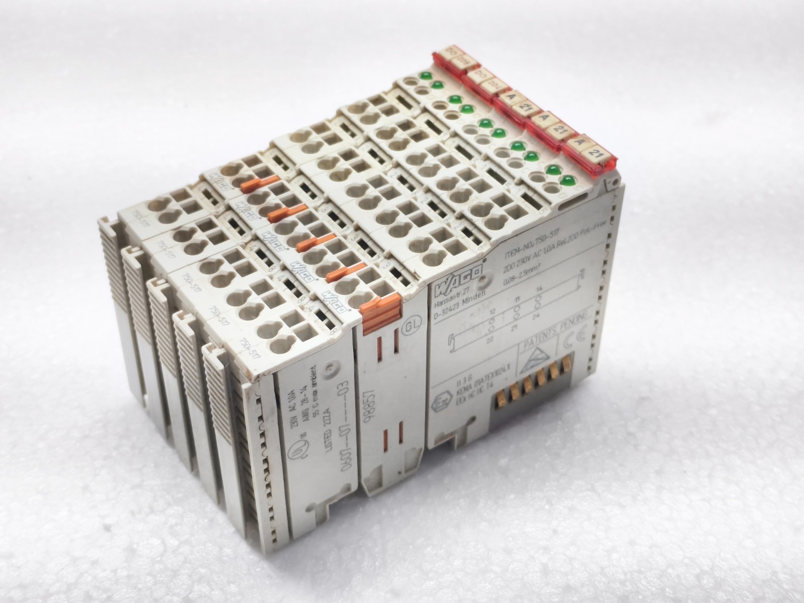 WAGO 750-517 I/O MODULE 2 DIGITAL 250VAC 1.0A LOT OF 5PCS