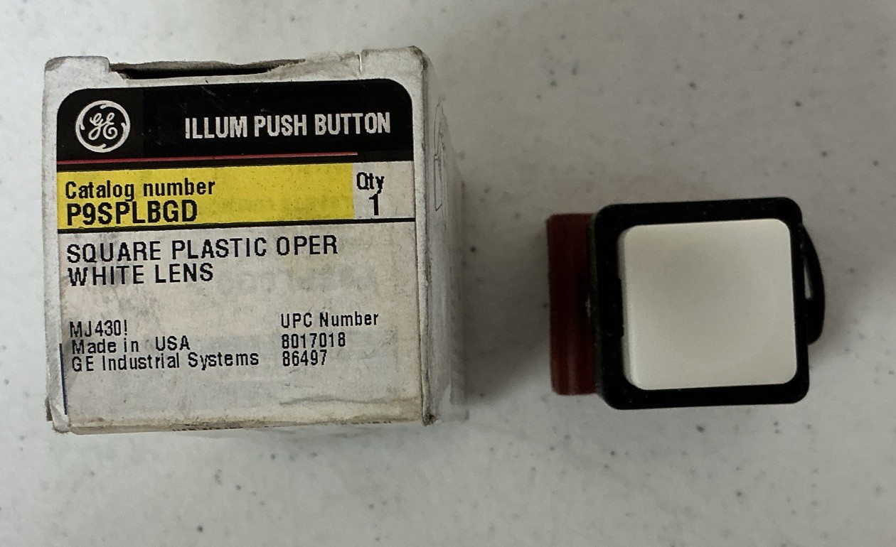 NEW GENERAL ELECTRIC P9SPLBGD ILLUM PUSH BUTTON, WHITE LENS, GE, FREE SHIPPING