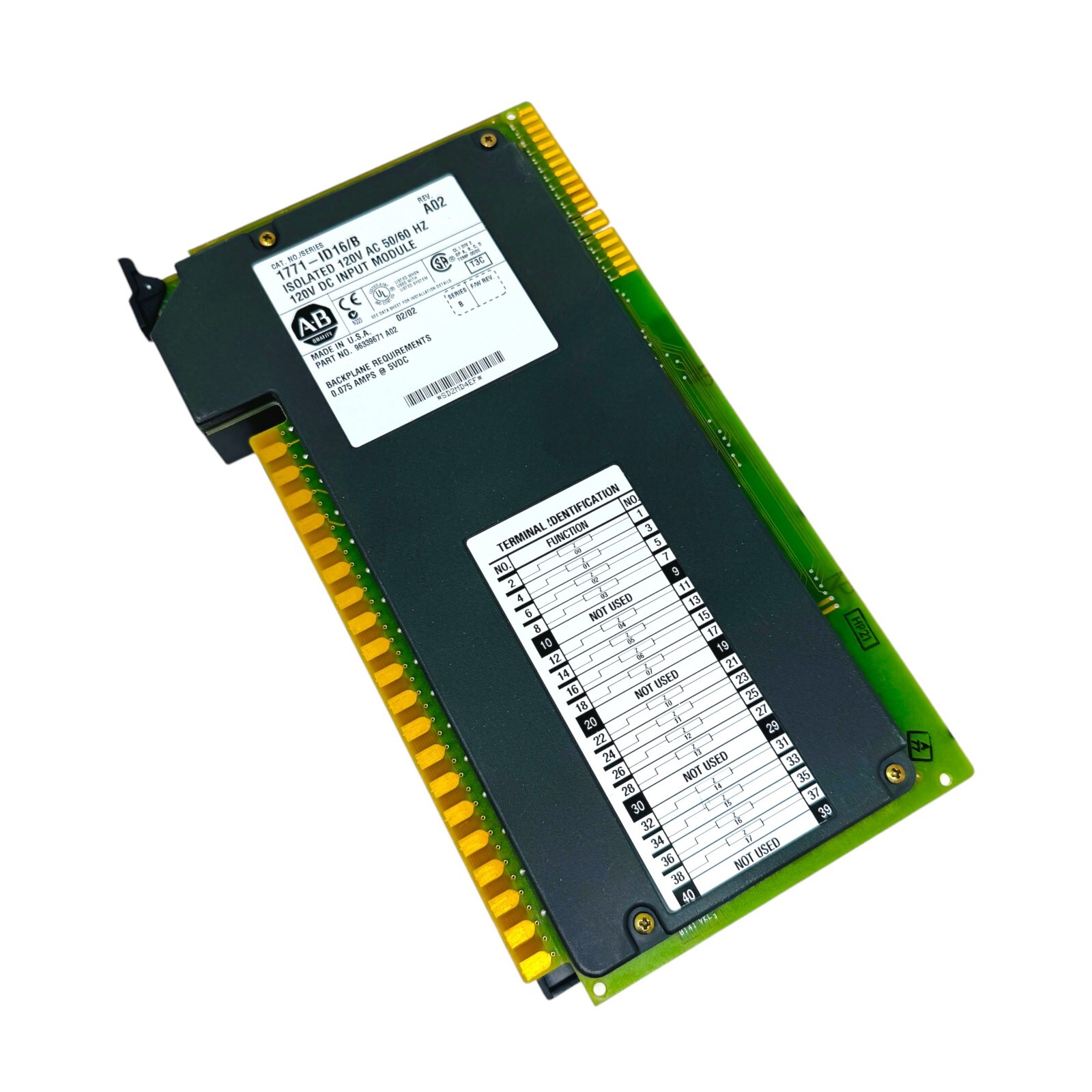 Allen Bradley 1771-ID16/B Isolated 120V DC Input Module 96339671 120VAC 50-60 Hz