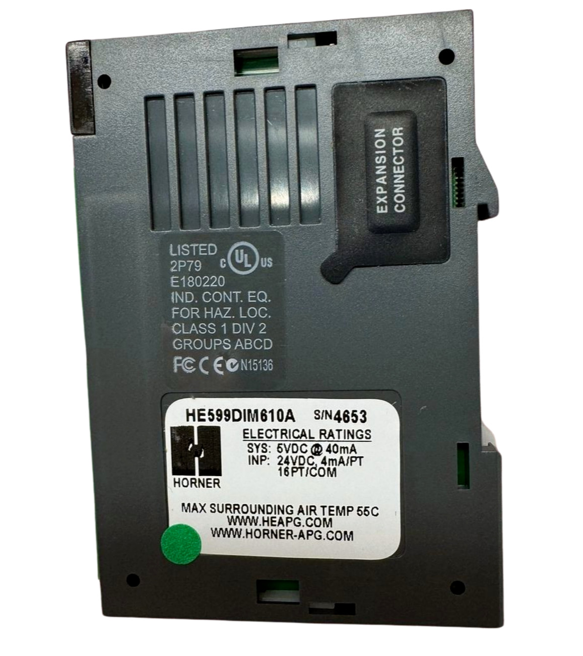 Horner HE599DIM610A SmartRail Module, 5VDC @ 40mA, 24VDC @ 4mA/PT, 16PT/COM