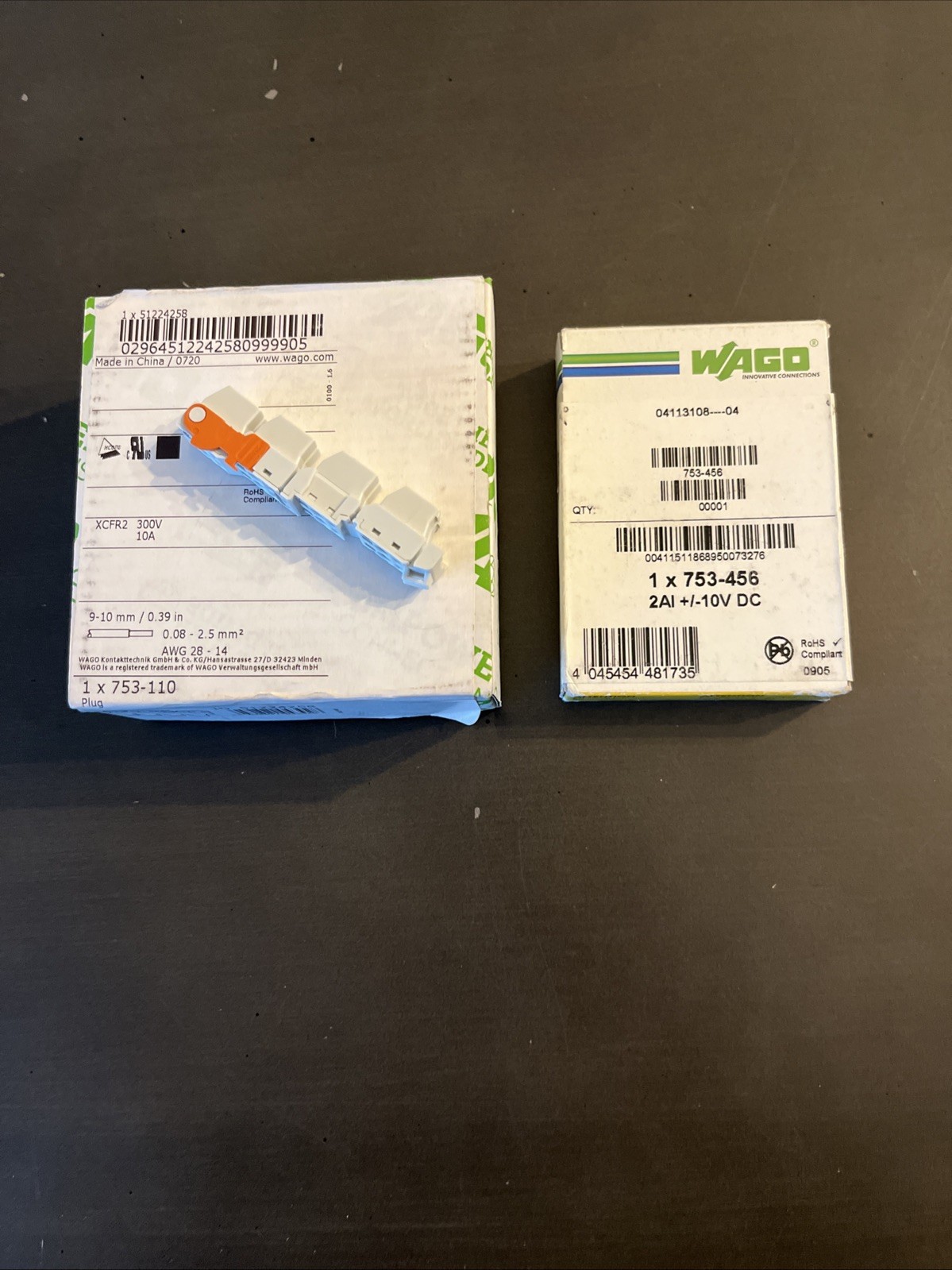 WAGO 753-456 And 753-110 = 750-456 NIB 2- Port Analog Input Module +- 10VDC