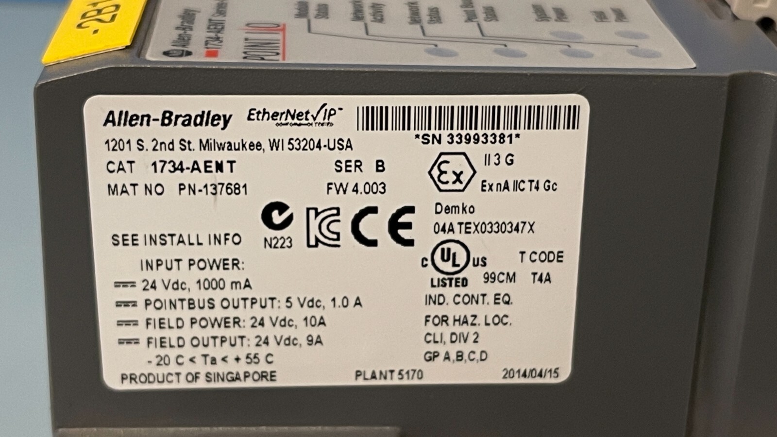 Allen-Bradley 1734-AENT Series-B With 1, 1734-0B8S & One 1734-IB8S Modules