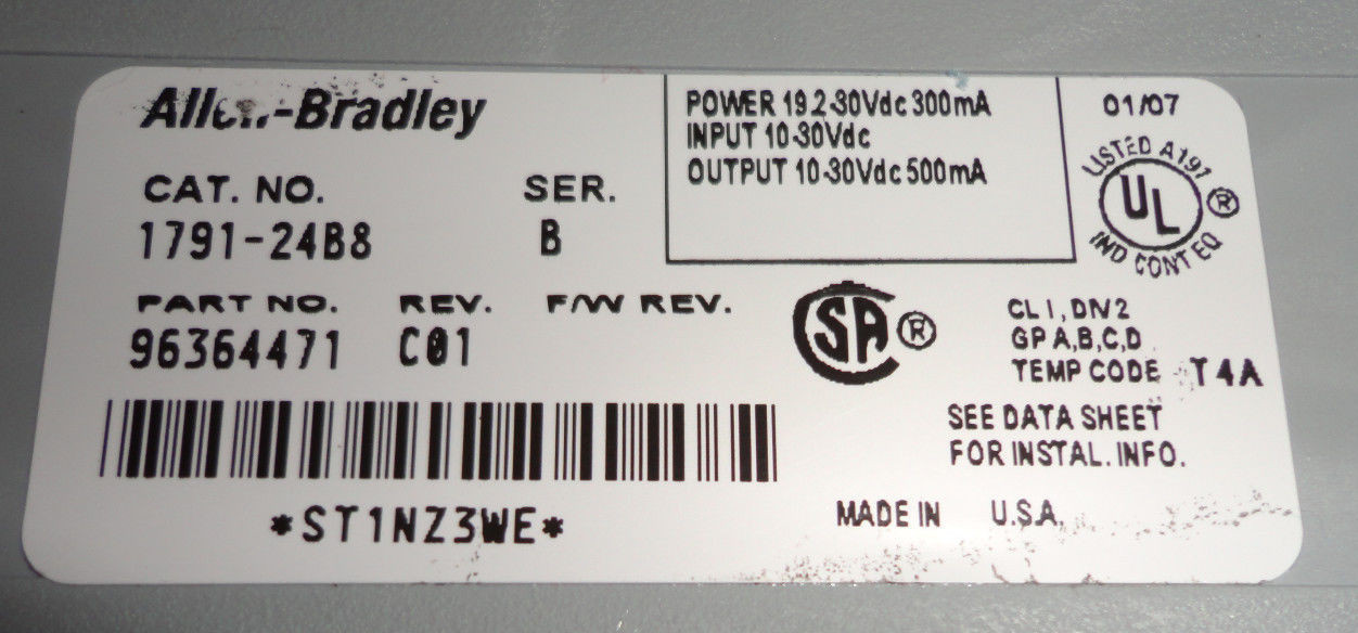 Allen Bradley 1791-24B8 I/O Module 179124B8 Input/Output Module NEW