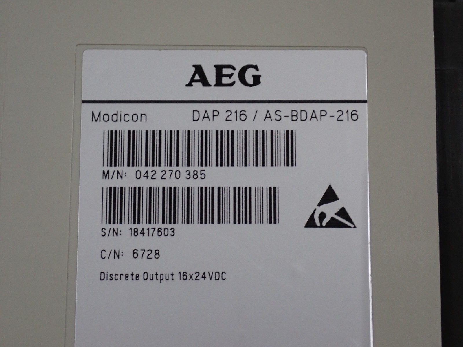 AEG DAP 216/AS-BDAP-216 Modicon Discrete Output 16x24VDC