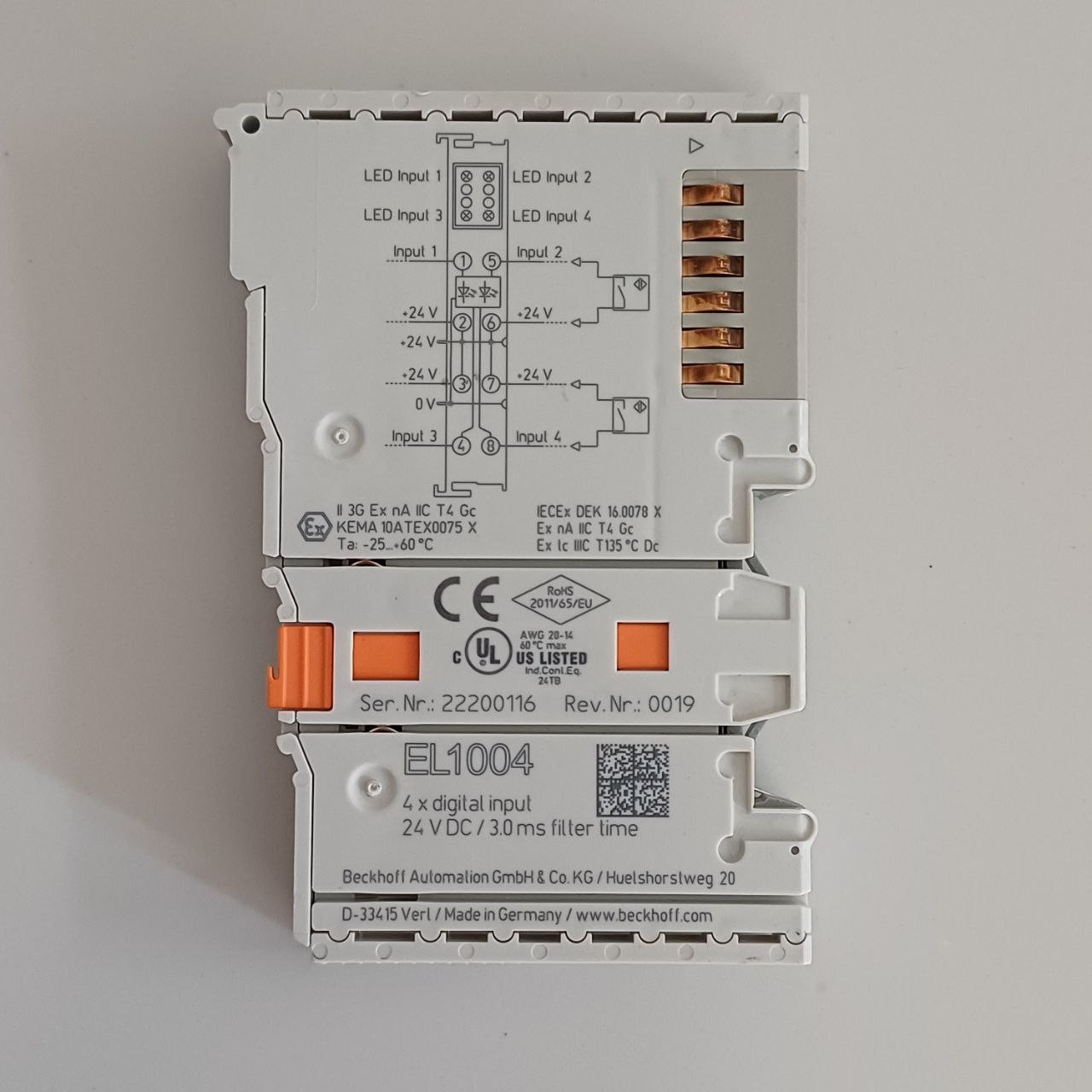 Beckhoff EL1004 EtherCAT 4x Digital Input Module 24V DC PLC Germany