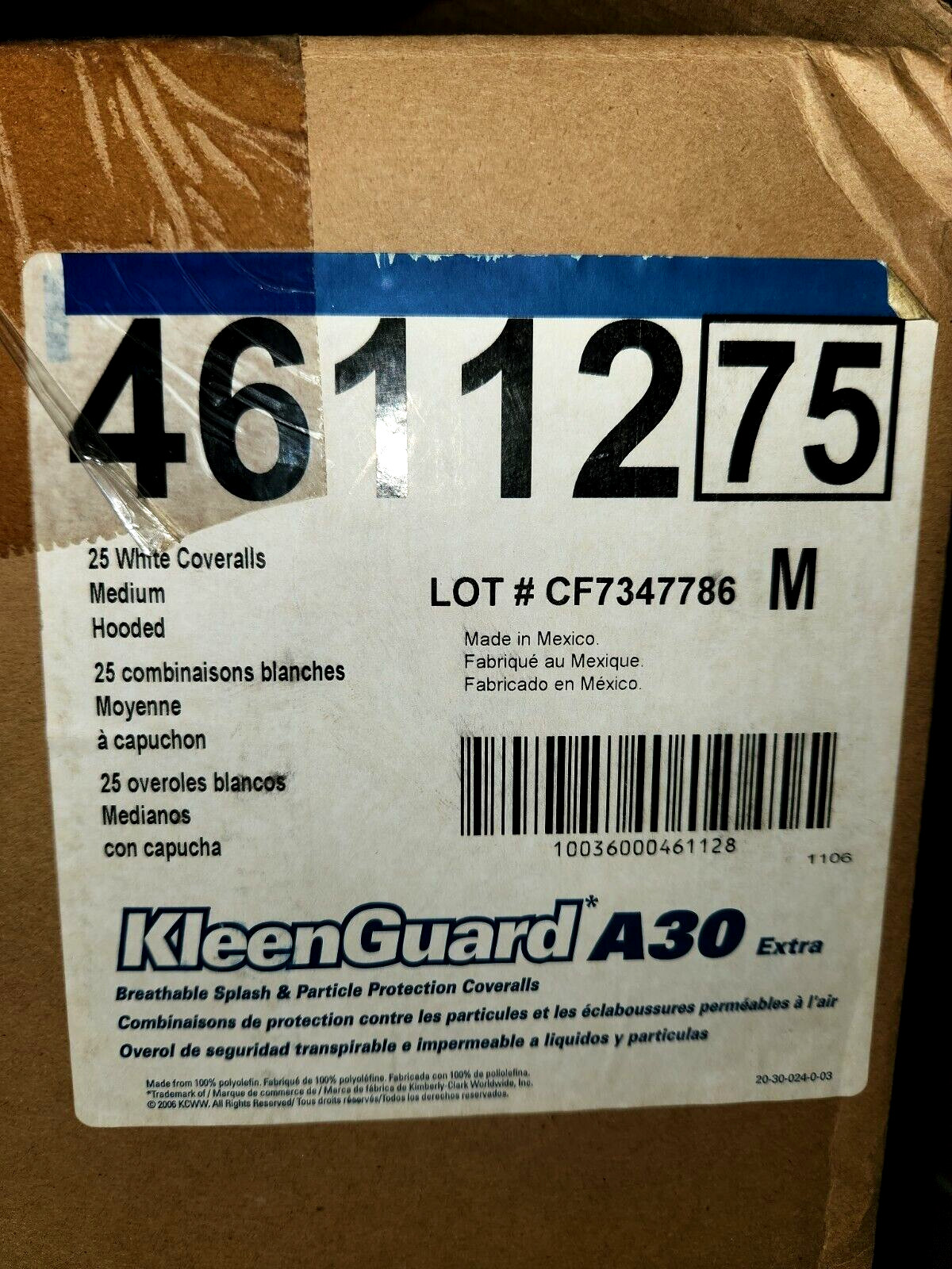 Lot of 25 KleenGuard A30 Particle Protect White Coveralls Size: M