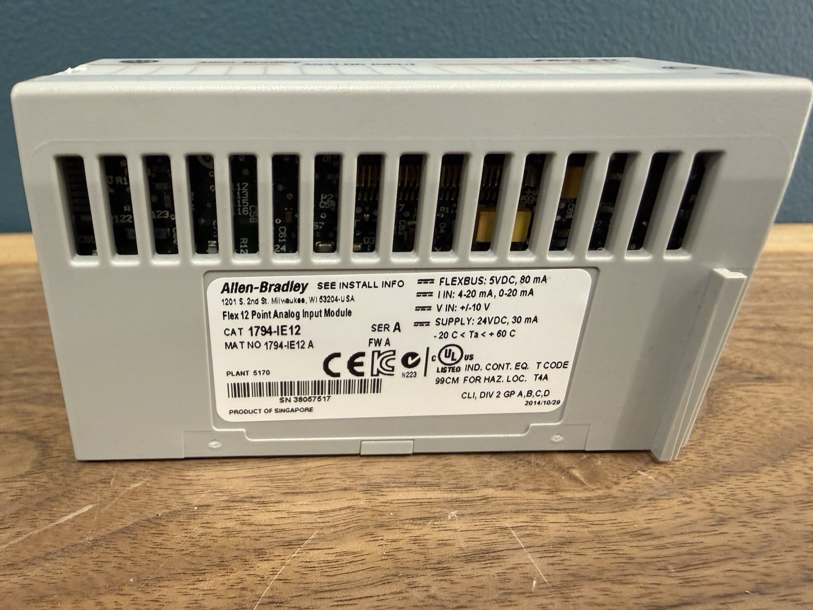 Allen Bradley 1794-IE12 Analog Input Module w/ 1794-TB3G Flex I/O Terminal Base