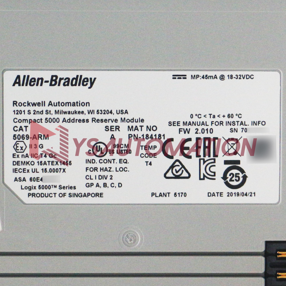 Branded New 5069-ARM Ser A Logix 5069 Compact 5000 Address Reserve Module PLC US