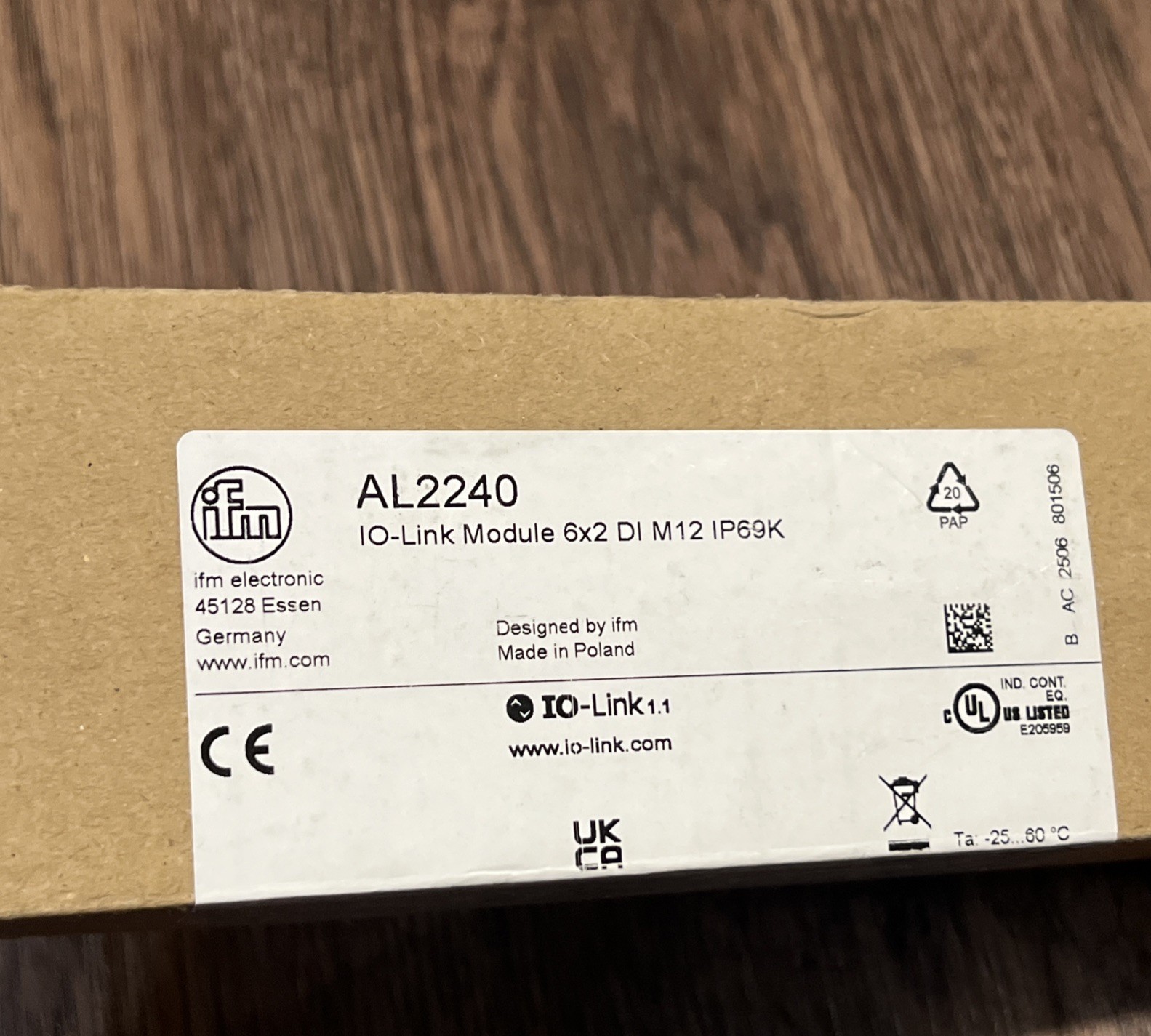 IFM IO-Link Module 6X2 DI M12 IP69K AL2240