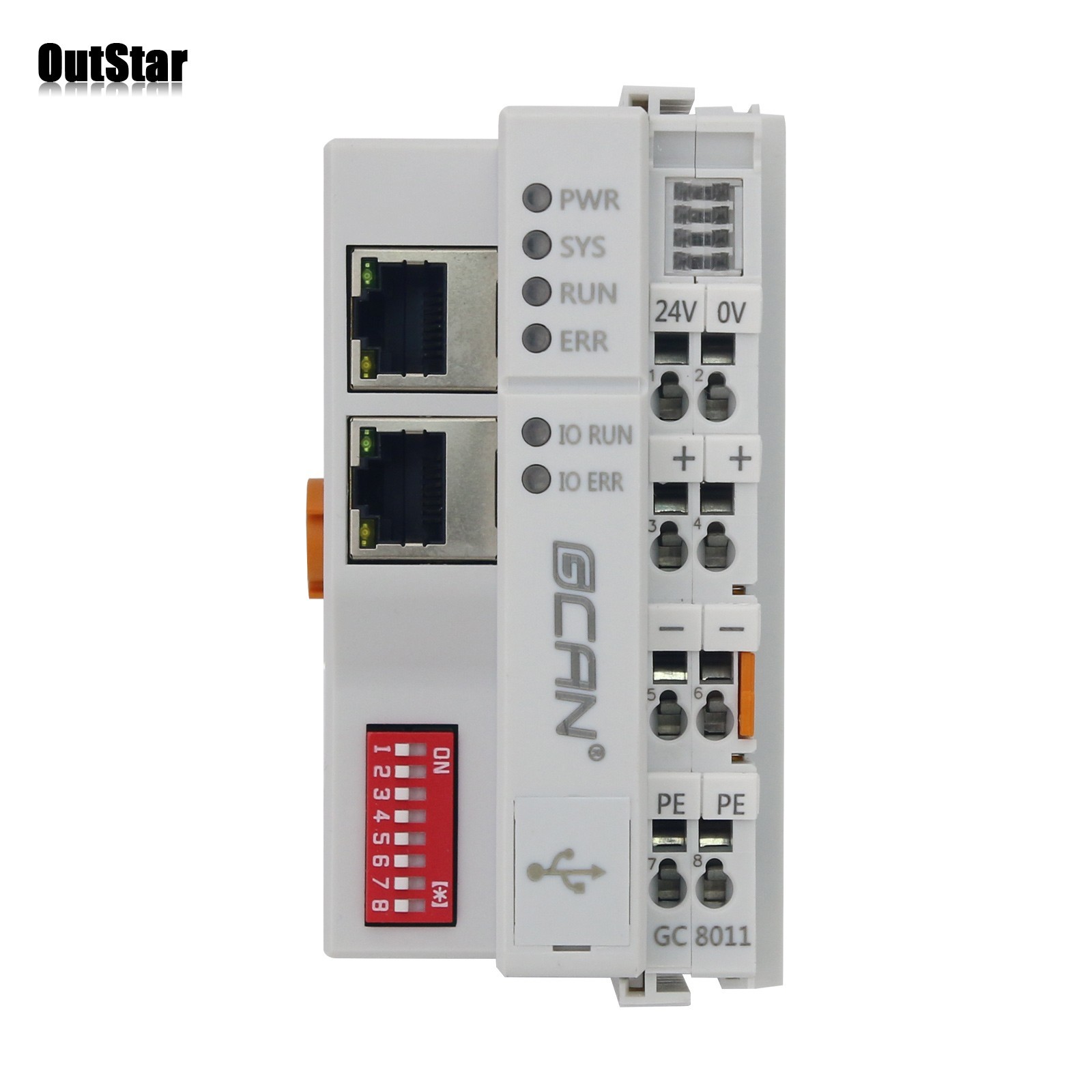 GCAN-IO-8200 EtherCAT Bus Coupler 100Mb/s Remote IO EtherCAT Slave Station 24V