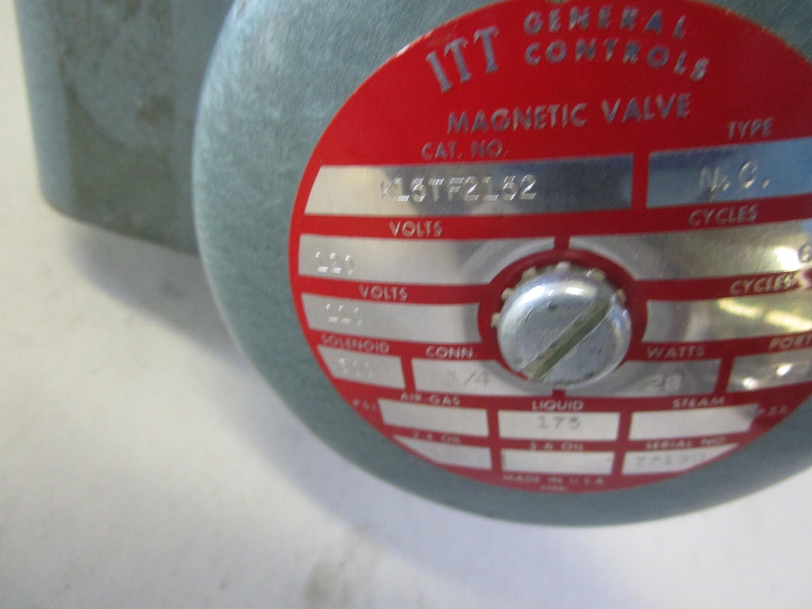 ITT GENERAL CONTROLS K15TF2152 MAGNETIC VALVE – USED – FREE SHIPPING