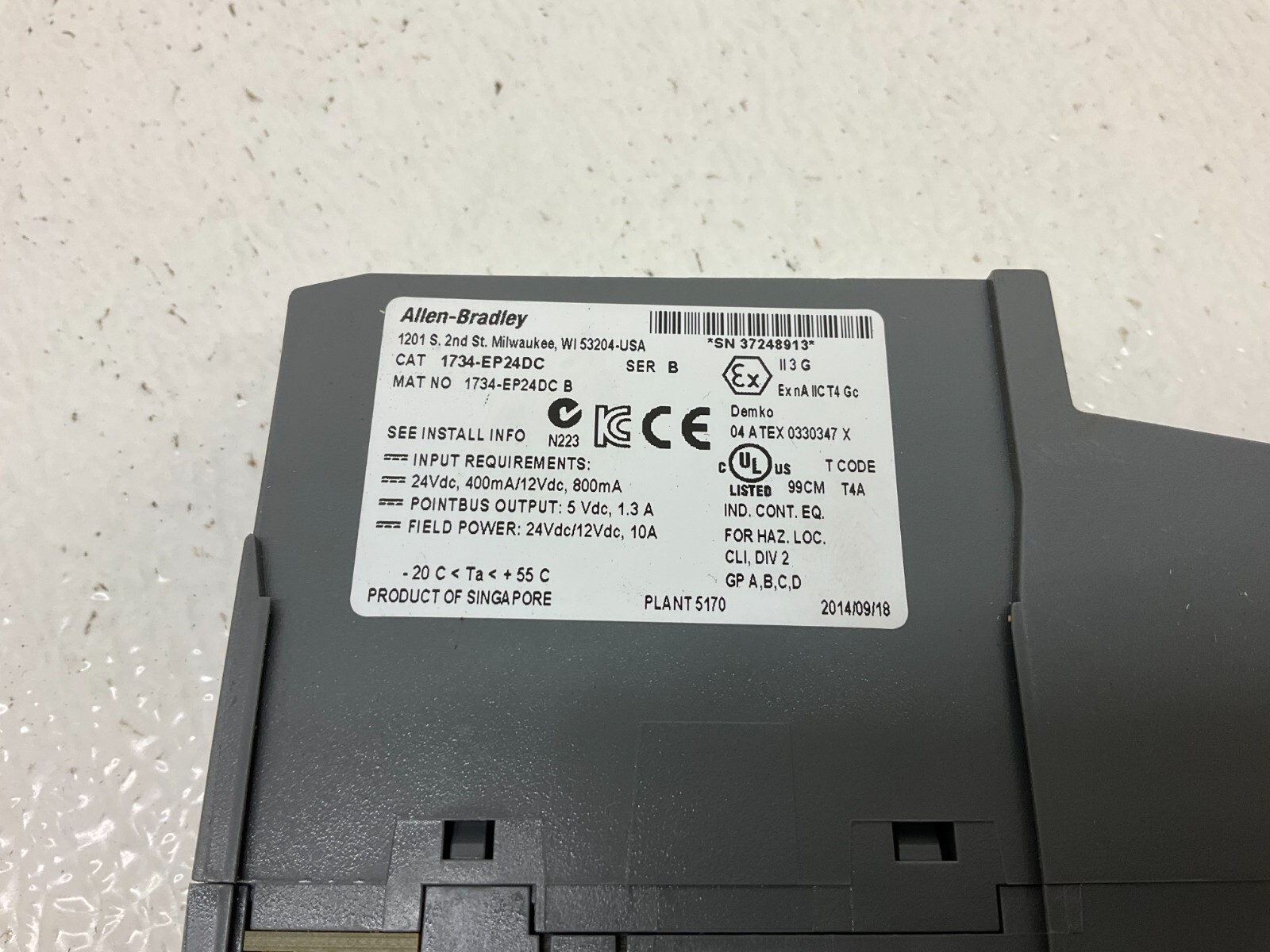 Allen Bradley 1734-EP24DC Point I/O Power Supply Ser B 24 VDC 1734 (VT)
