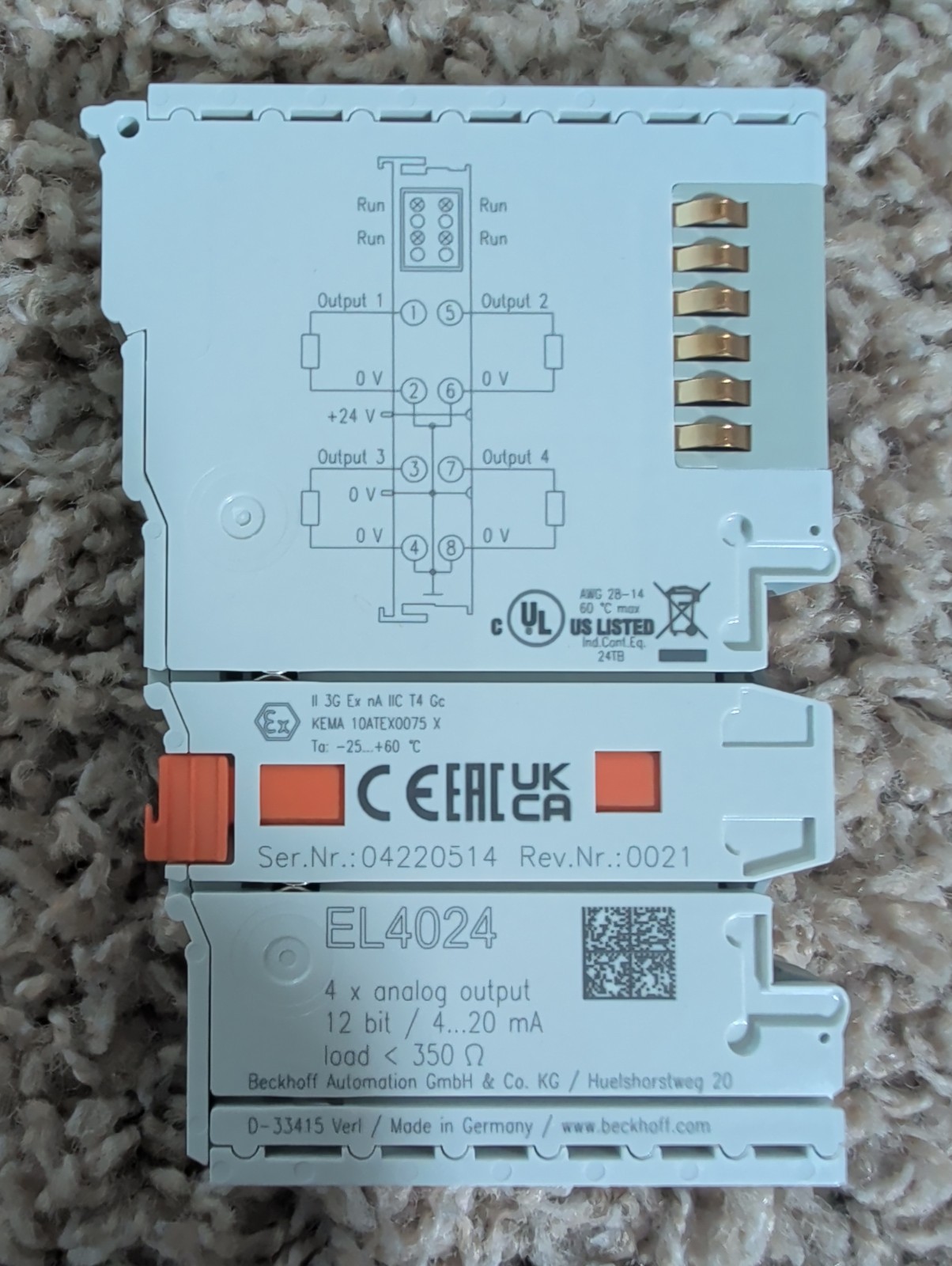 NEW Beckhoff EL4024 4-Channel Analog Output Terminal