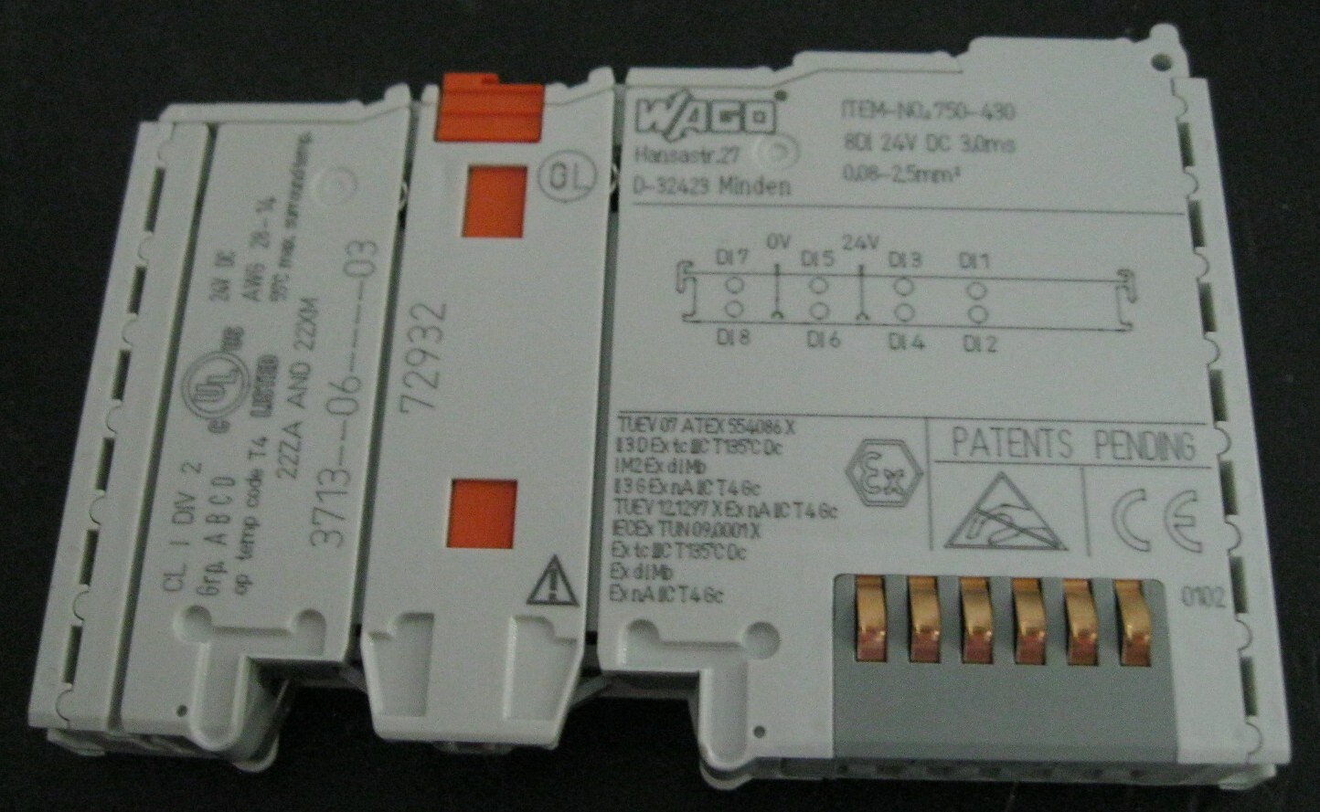 Wago 750-430 Digital Input 8 Channel 24 VDC