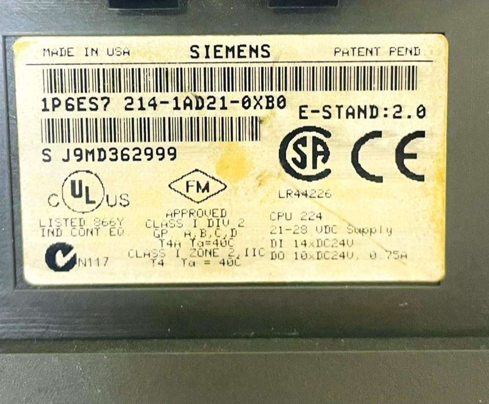 SIEMENS 6ES7214-1AD21-0XB0 CPU Module