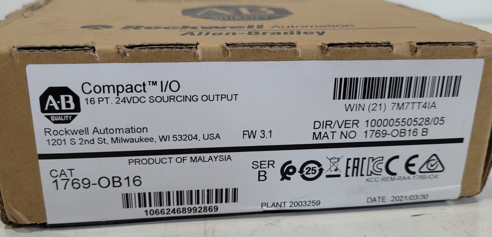 Allen Bradley 1769-OB16P /B CompactLogix 16-P 24VDC Fused Output