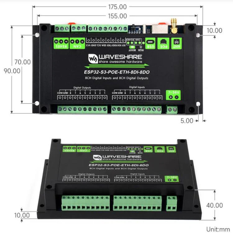 Control Board With 8-Channel Digital Input & Output, Built-In Xtensa 32-Bit LX7
