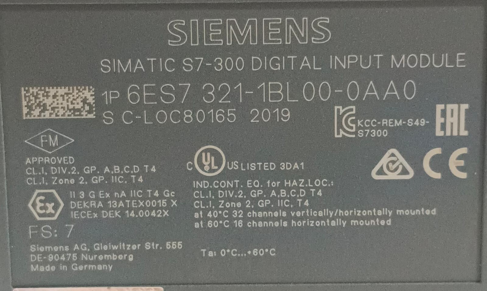 SIEMENS 6ES7 321-1BL00-0AA0 / 6ES7321-1BL00-0AA0 SIMATIC S7-300 SM 321
