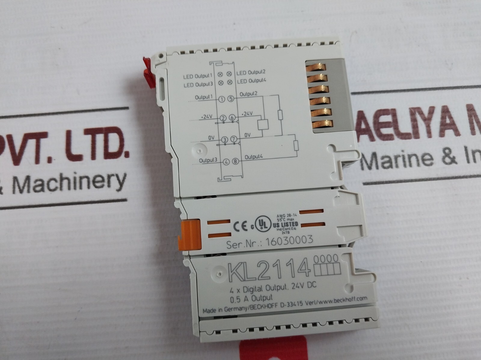 Beckhoff KL2114 4-Channel Digital Output Terminal Module 24VDC, 0.5A, 55 C