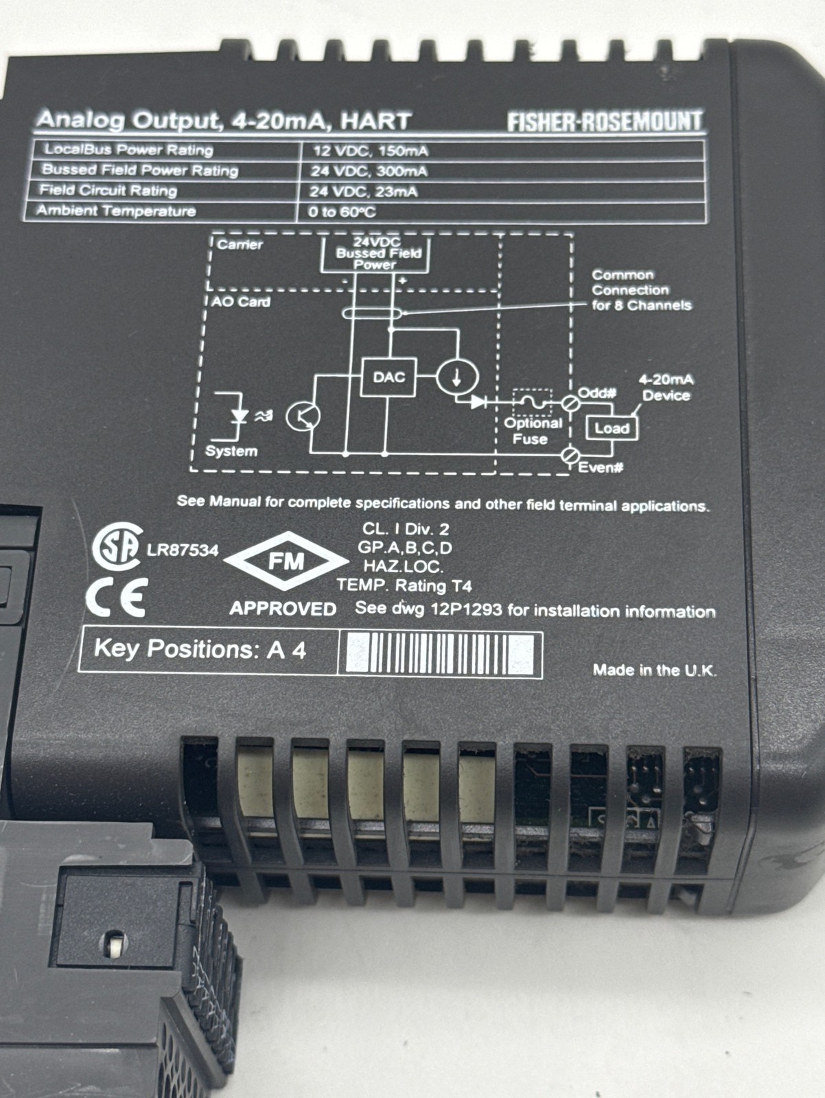 Fisher-Rosemount KJ3002X1-BE1 Analog Output Module /KJ4001X1-CB1 Terminal Block