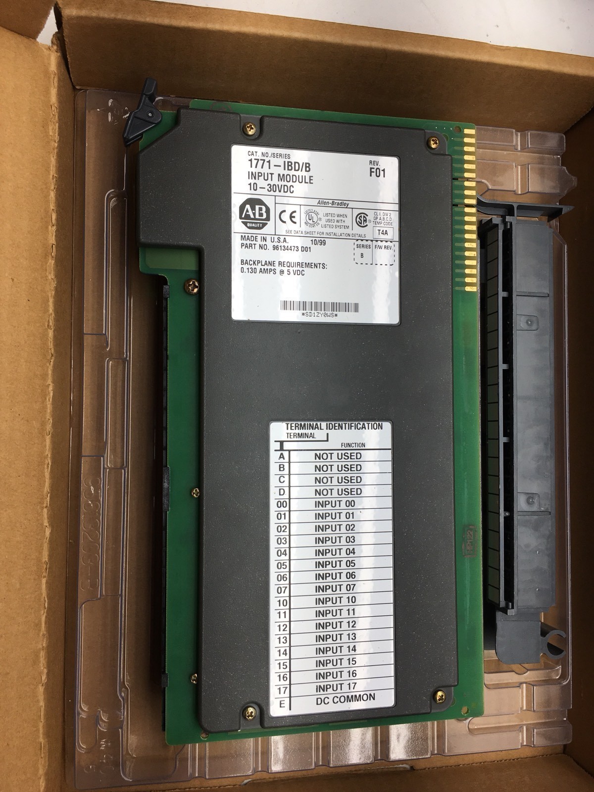 NEW 1771-IBD ALLEN-BRADLEY 1771IBD/B INPUT MODULE 10 – 30 VDC SERIES B NIB