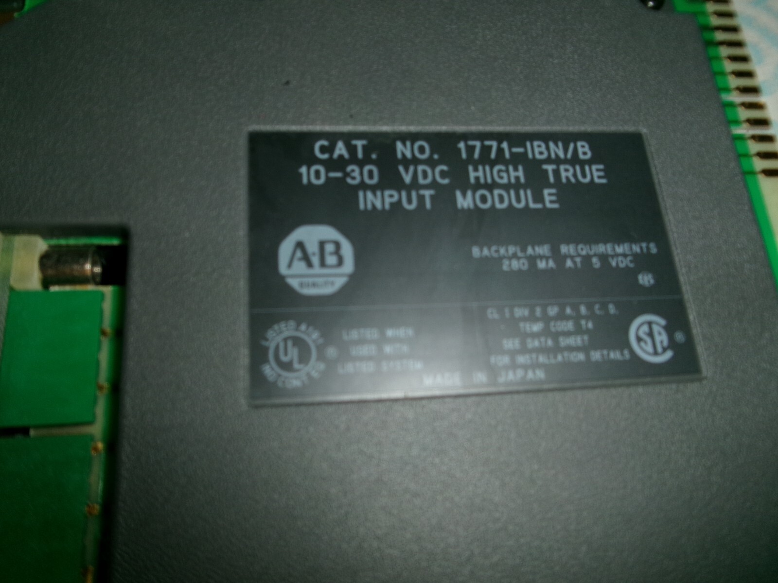 ALLEN BRADLEY 1771-IBN B 10-30VDC HIGH TRUE INPUT MODULE PLC BLACK LABEL (109)