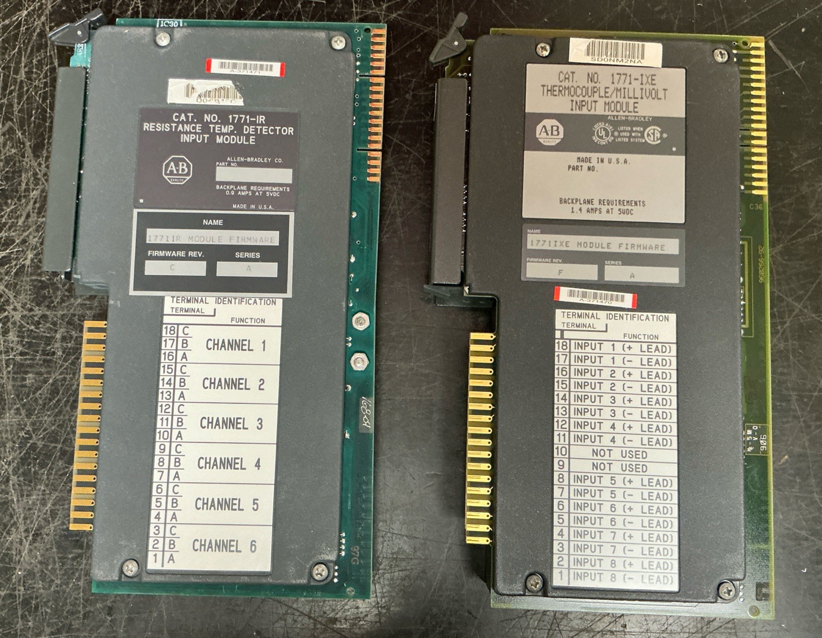 AB 1771-IR Resistance Temp. Detector & 1771-IXE Thermacouple Input Module