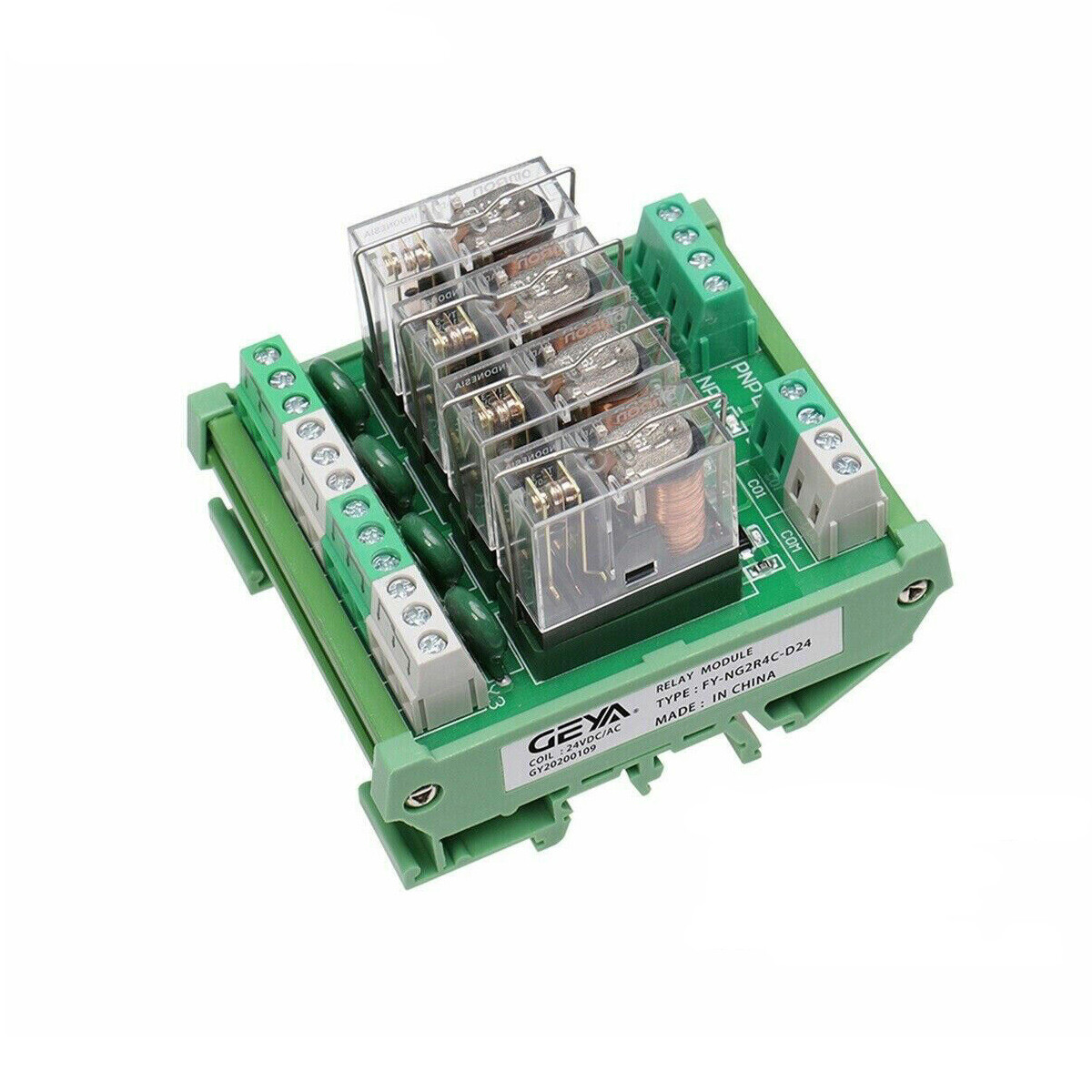 GEYA Omron Relay Module for PLC 4 Channel 12V 24V AC/DC 1NO1NC Pluggale Relay