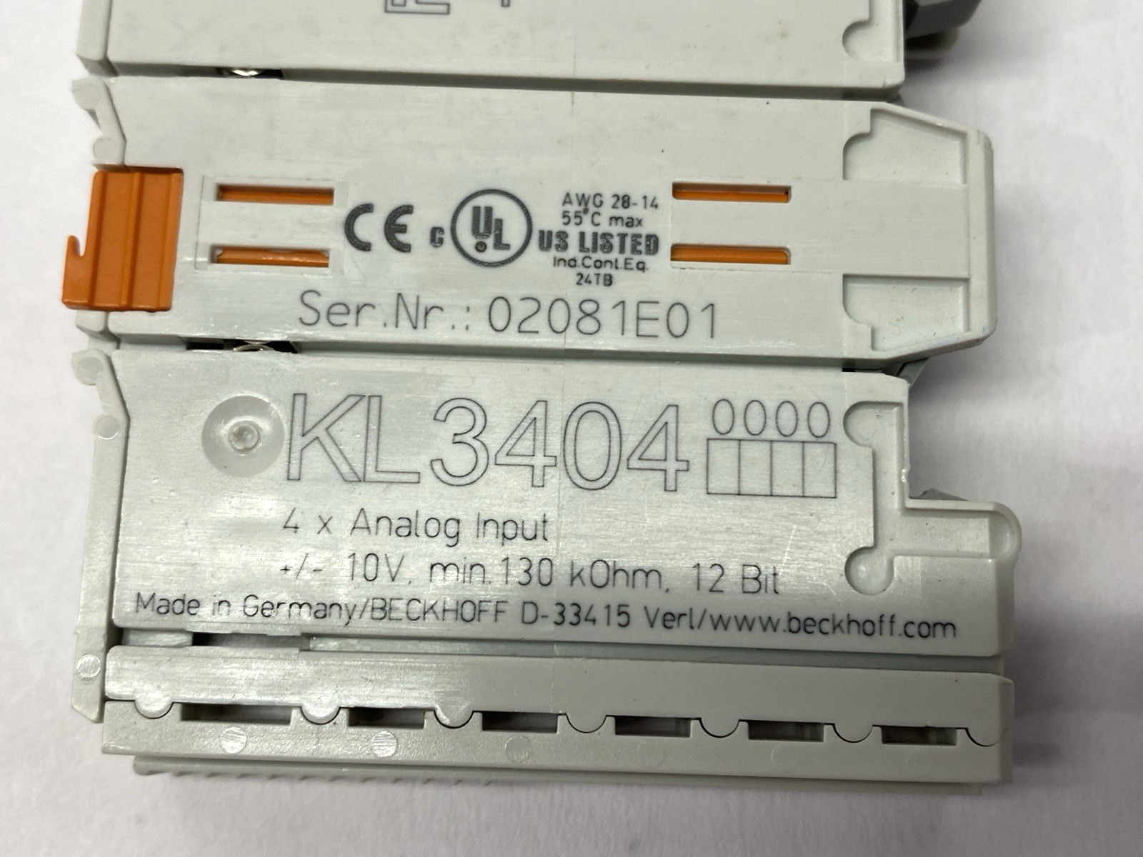 Beckhoff KL3404 Analog Input Bus Terminal 4-Channel