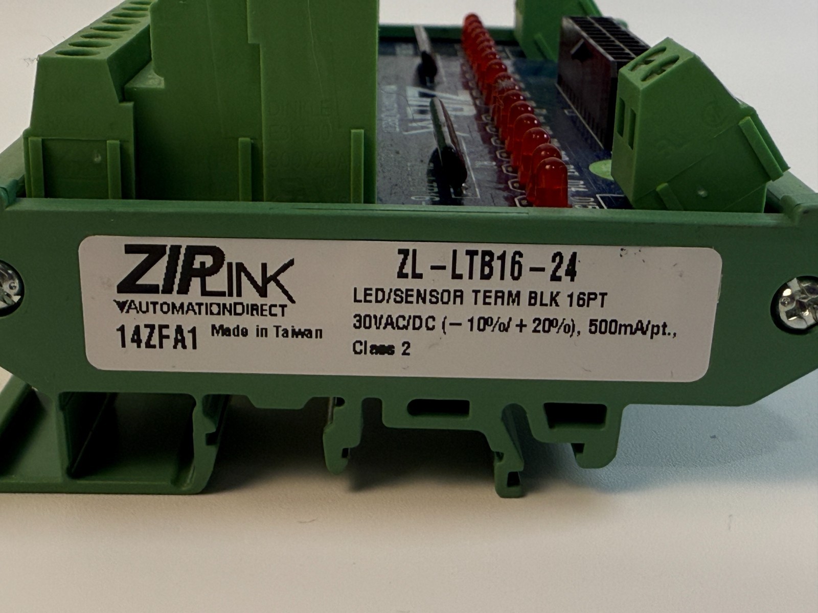 AutomationDirect ZIPLink ZL-LTB16-24 16-Point LED Sensor Input Module DIN Rail