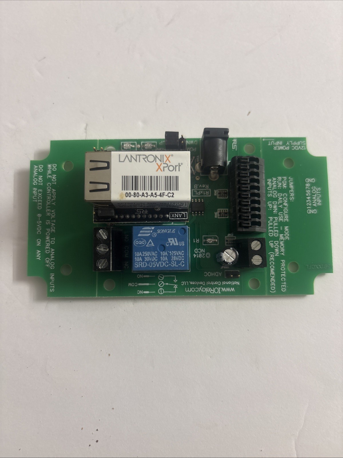 National Control Devices R1xPL Rev.B Relay Board w/ Lantronix XPort Module