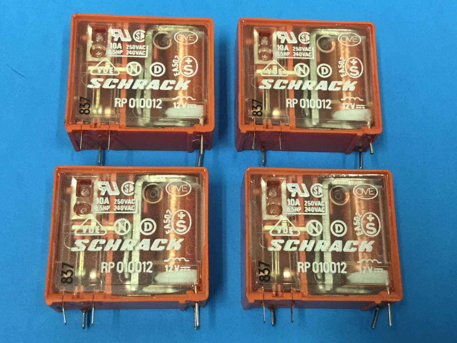 SCHRACK Relay – P/N: RP010012 – 10 A – 250 VAC – LOT OF (4) – NEW